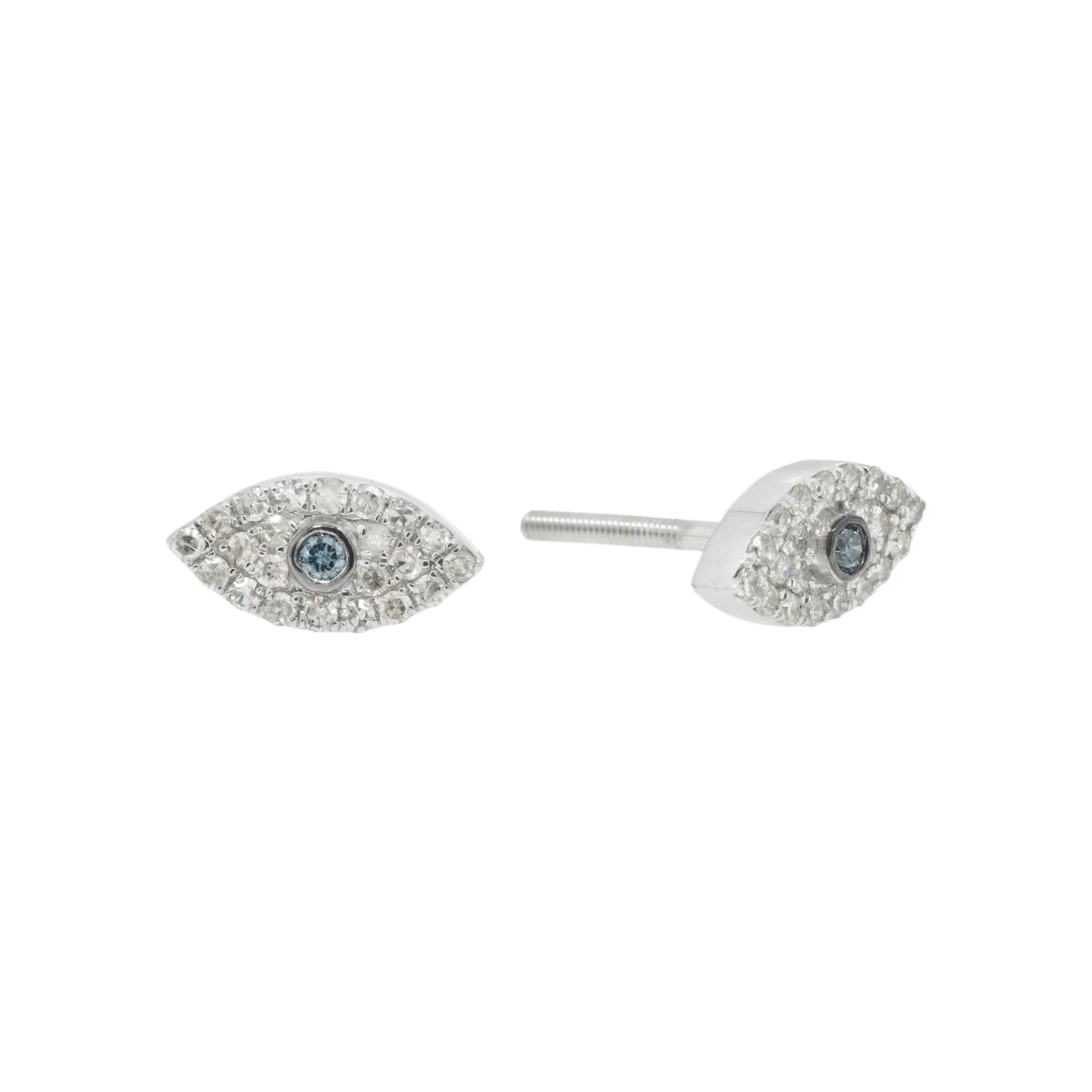 14K GOLD COLORED DIAMOND EVIL EYE EARRINGS 0.30 CTW - Image 3