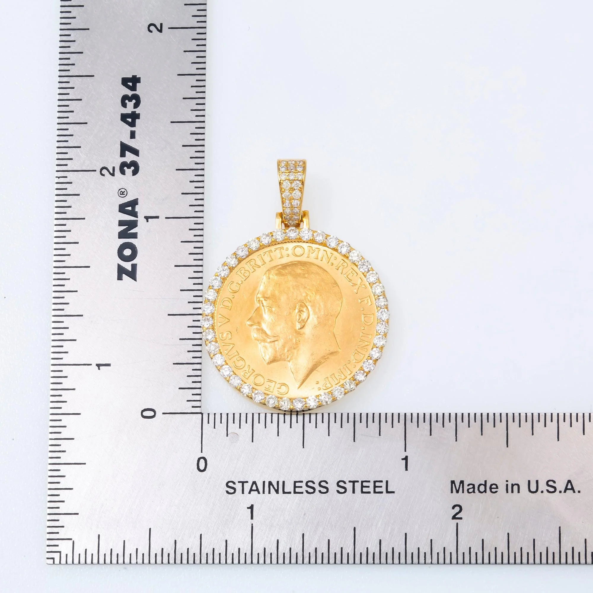 14K GOLD DIAMOND 1/4 OZ. BRITISH SOVEREIGN COIN PENDANT 0.85 CT - Image 4