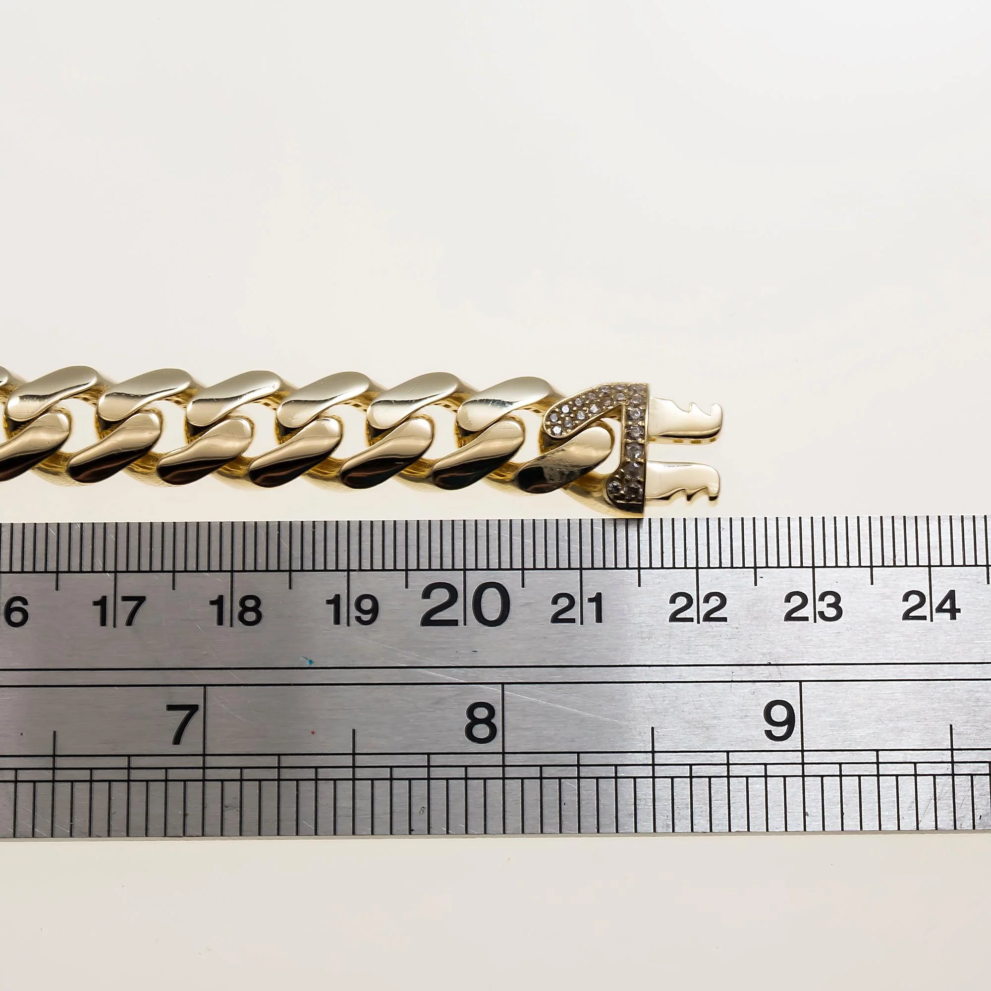 14K GOLD DIAMOND AND GREEN GEMSTONE ST. JUDE CUBAN LINK BRACELET 24.1G - Image 4