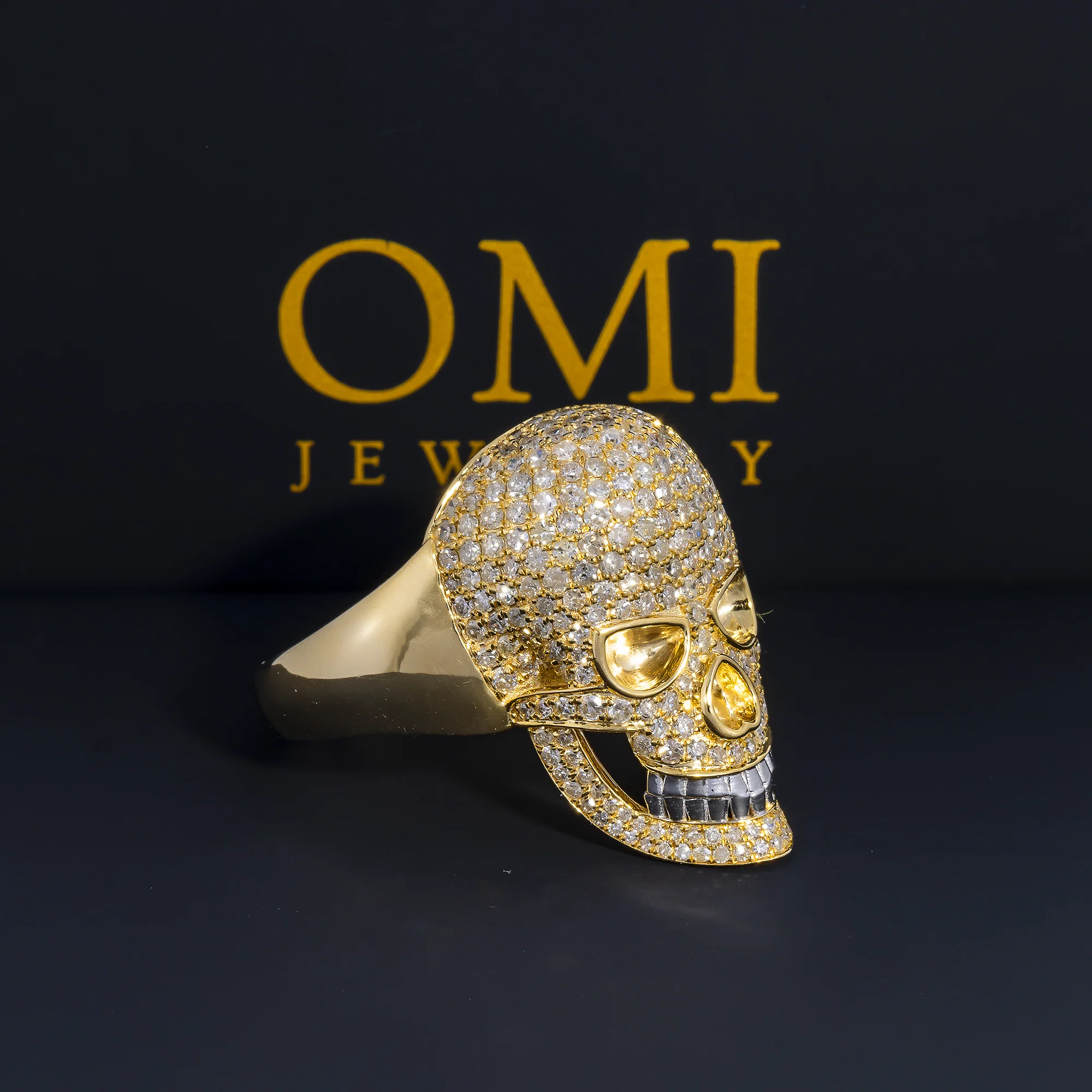 14K GOLD DIAMOND BLACK AND WHITE SKULL RING 2.50 CT - Image 4