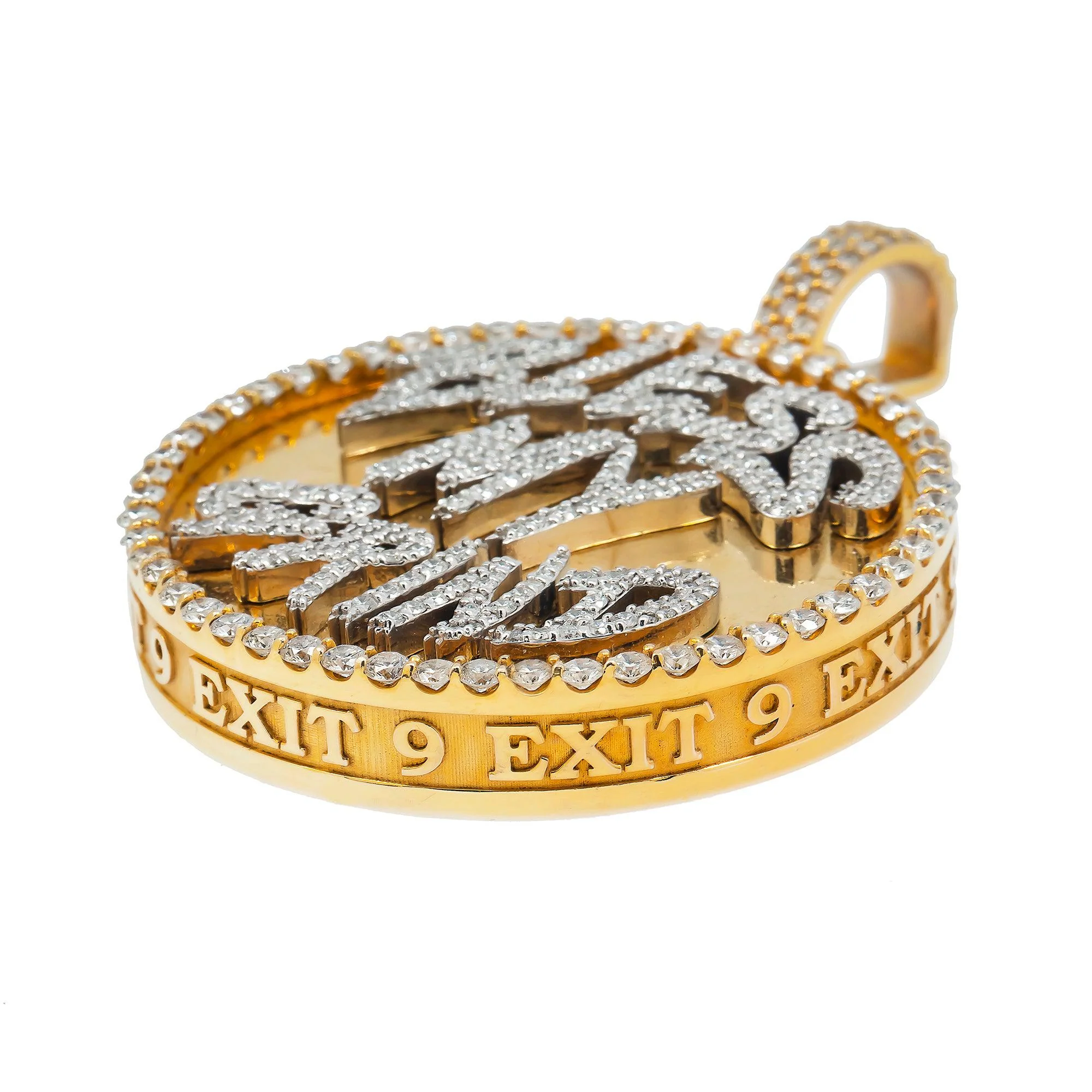 14K GOLD DIAMOND BLESS MY GRIND CUSTOM PENDANT 6.50 CT - Image 3