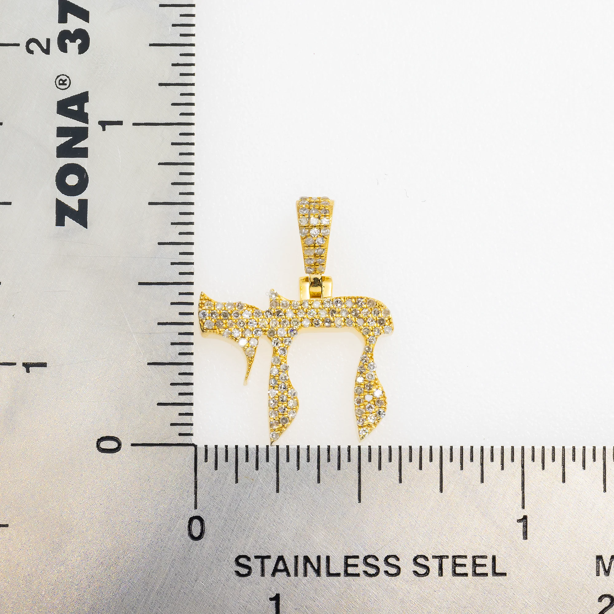 14K GOLD DIAMOND CHAI PENDANT 0.32 CT - Image 3