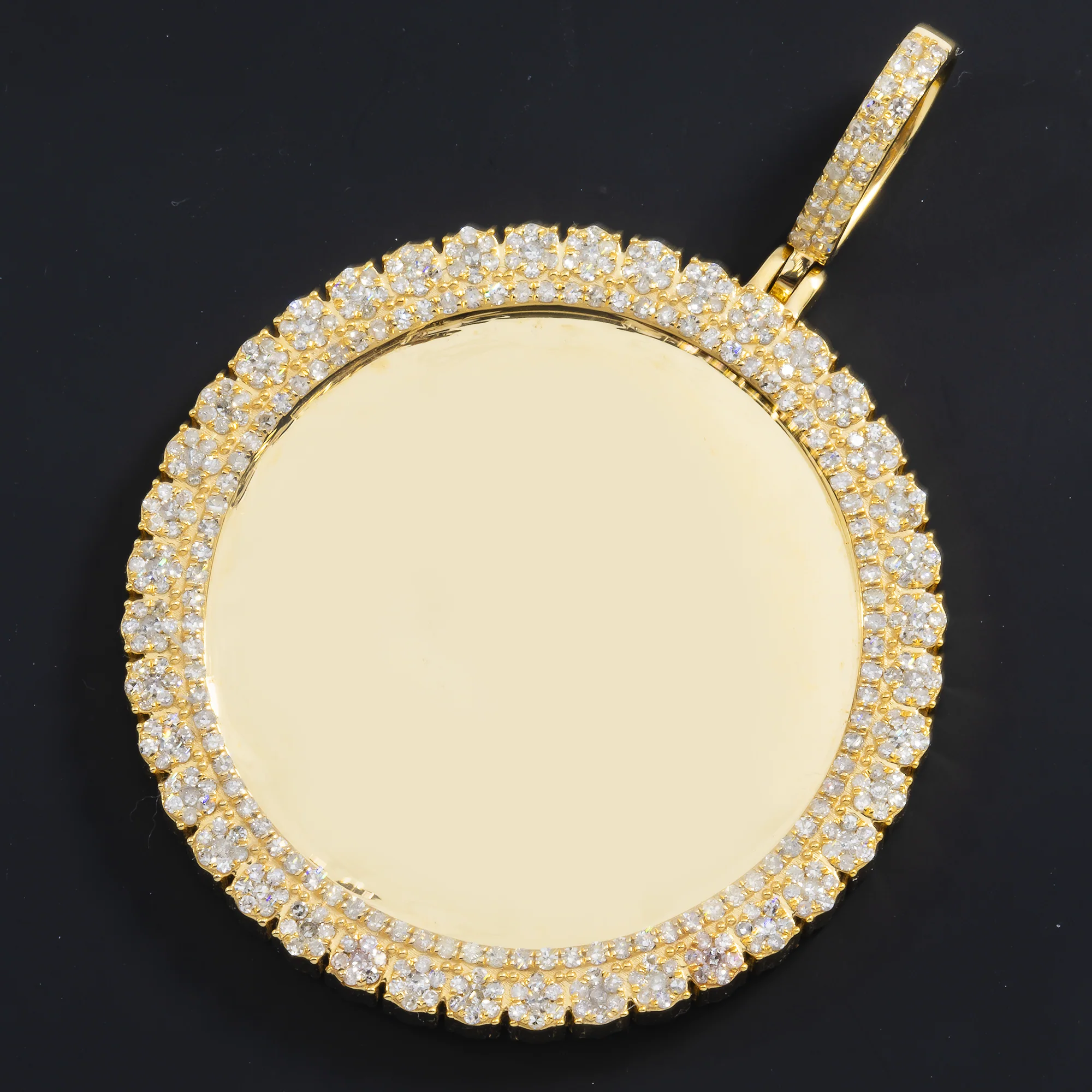 14K GOLD DIAMOND CIRCLE PICTURE PENDANT 1.80 CT - Image 2