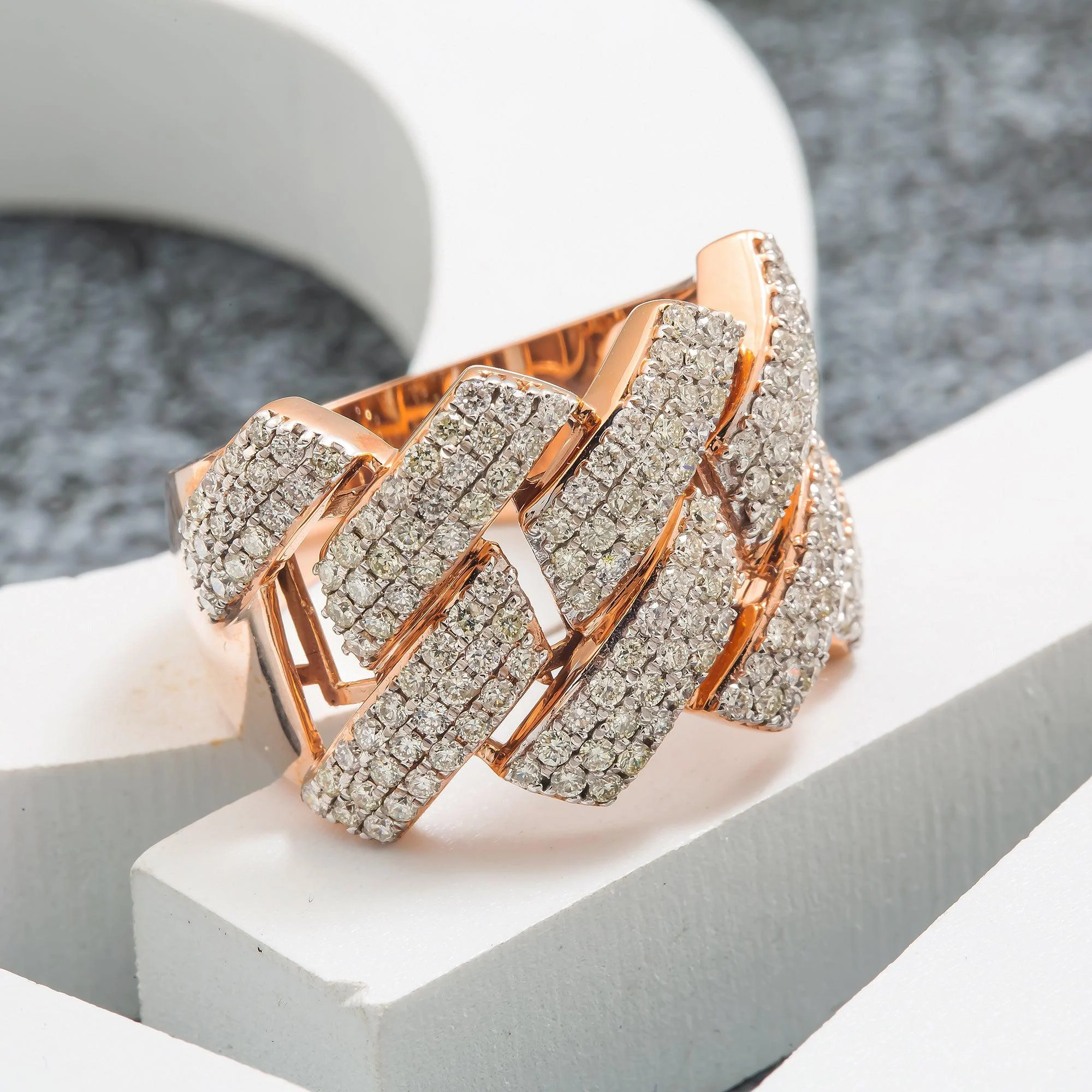 14K GOLD DIAMOND CUBAN LINK RING 2.04 CT - Image 4