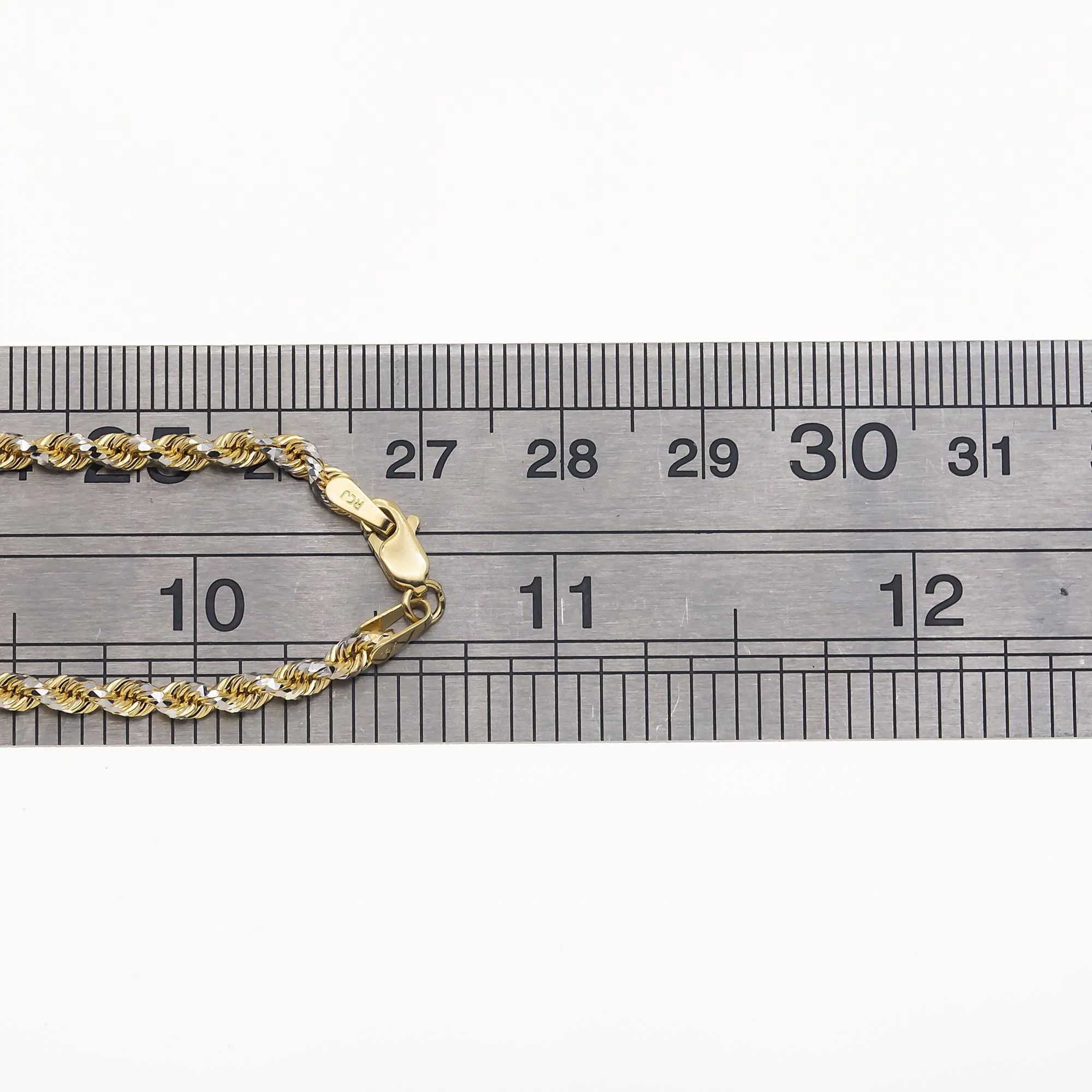 14K GOLD DIAMOND CUT 2.45MM SOLID ROPE CHAIN - Image 5