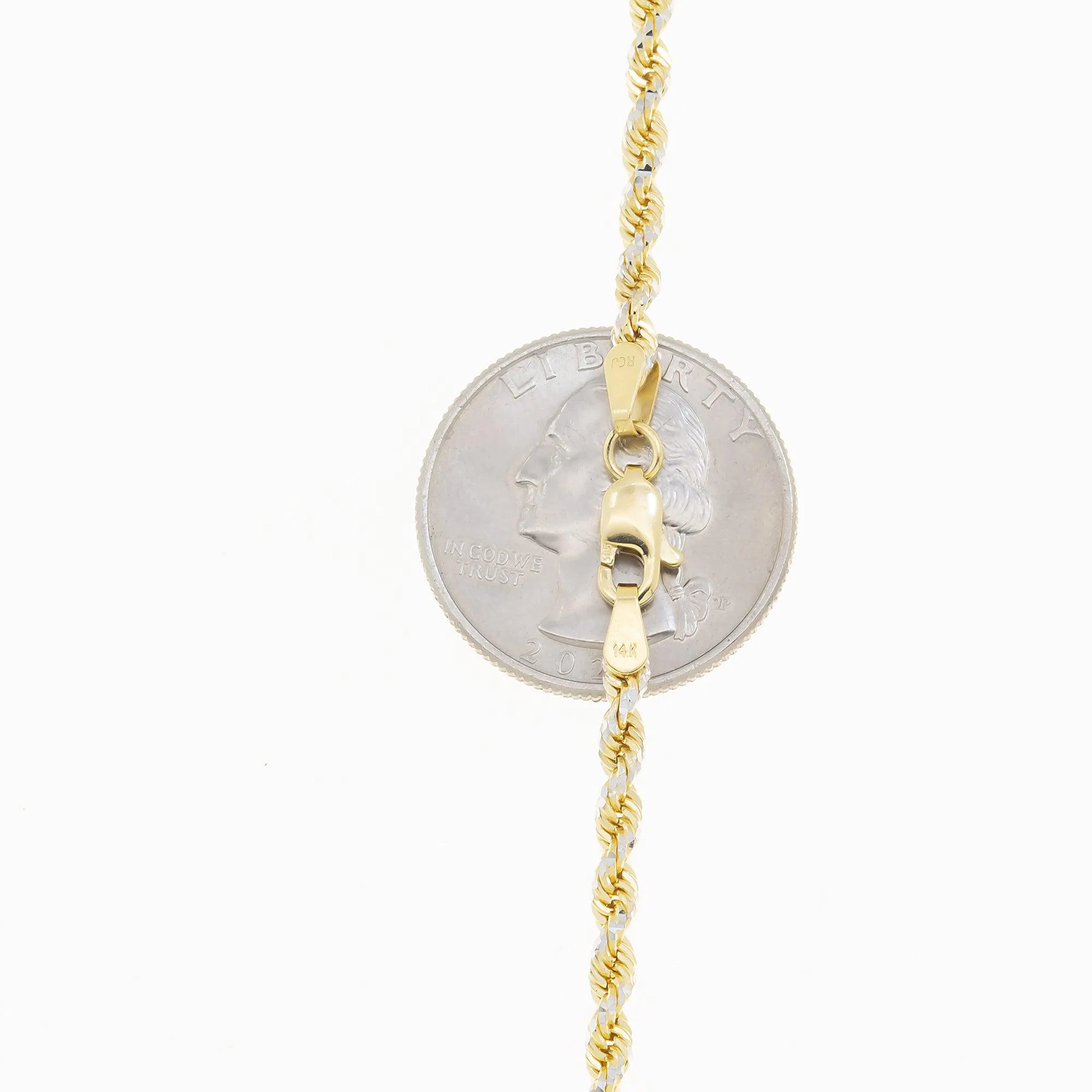 14K GOLD DIAMOND CUT 3MM SOLID ROPE CHAIN - Image 5