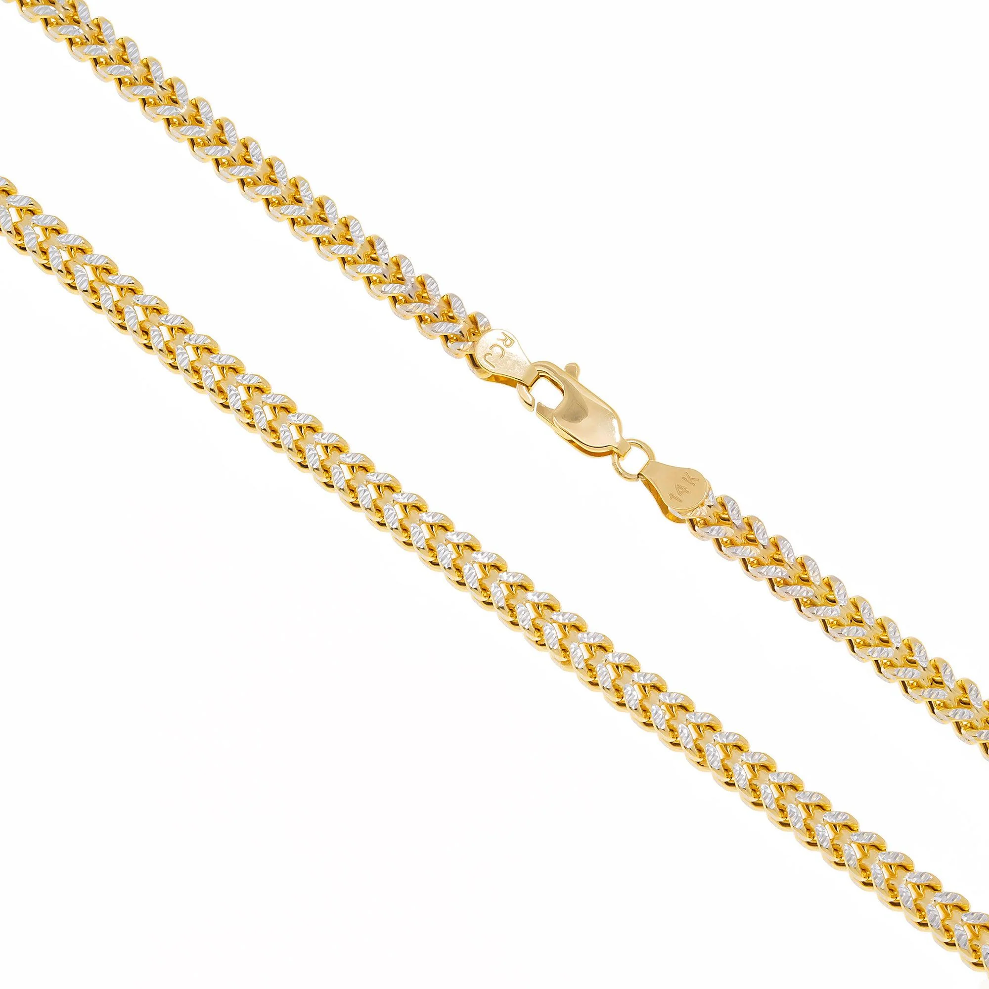 14K GOLD DIAMOND CUT 4MM FRANCO CHAIN - Image 3