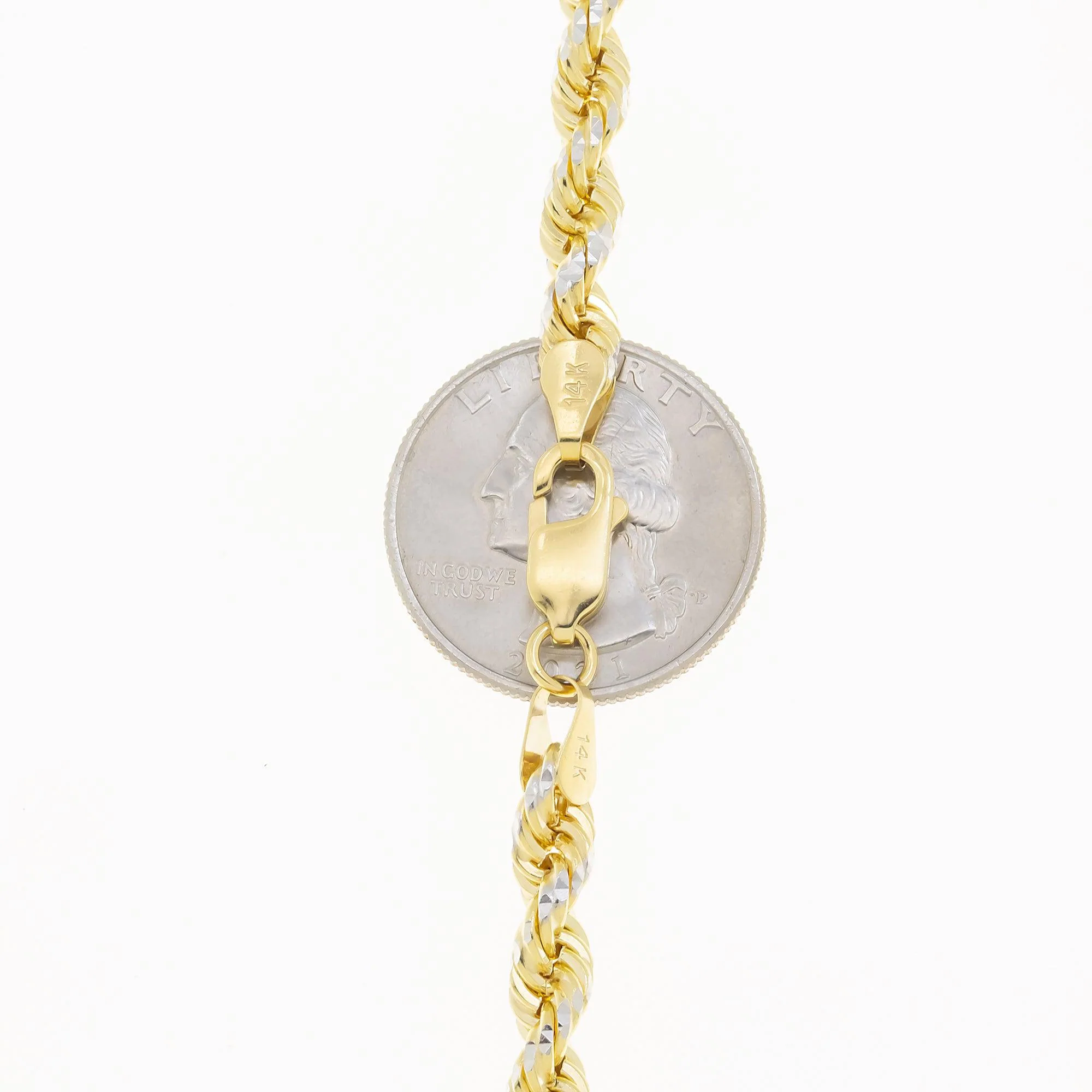 14K GOLD DIAMOND CUT 5MM SOLID ROPE CHAIN - Image 5