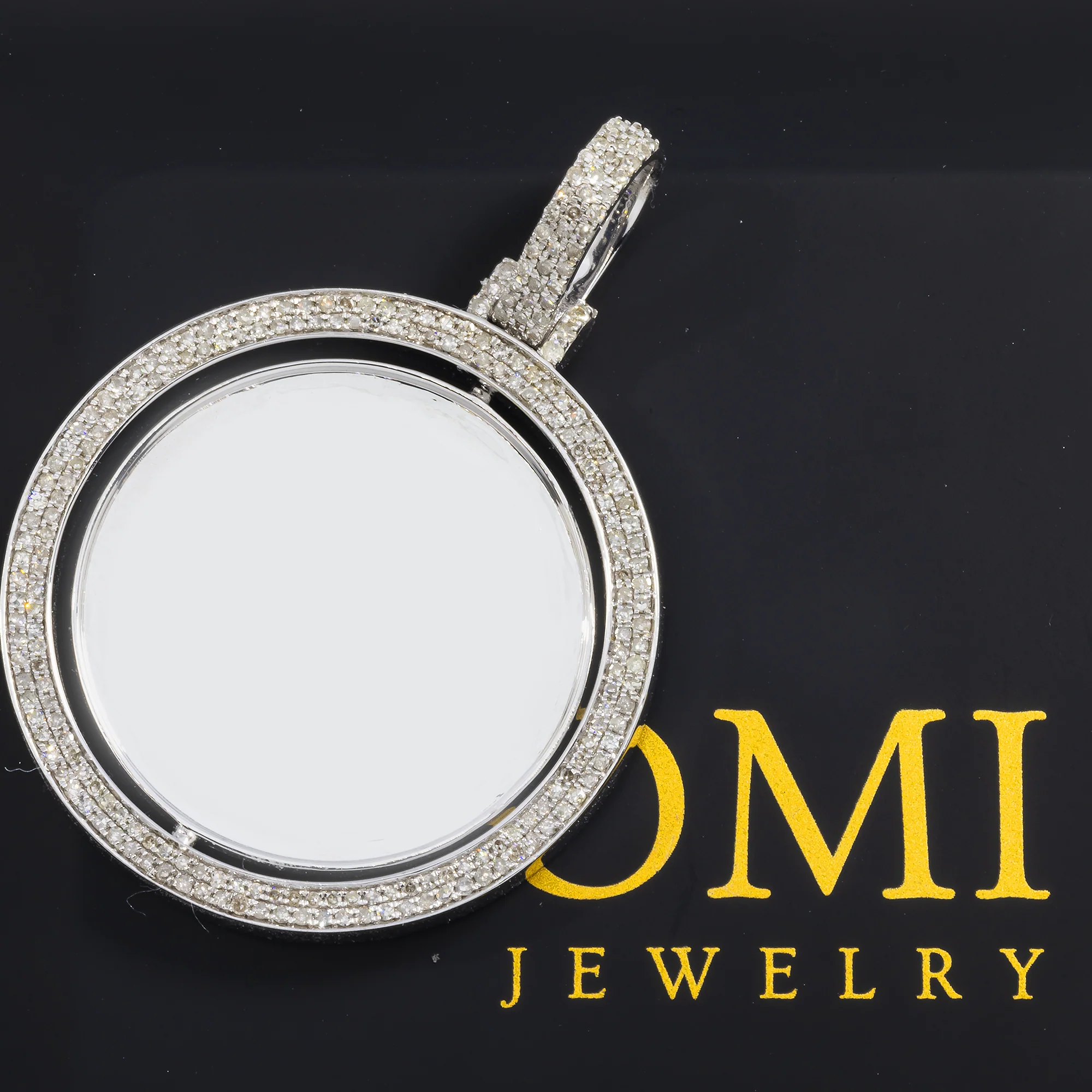 14K GOLD DIAMOND DOUBLE-SIDED SPINNING CIRCLE PICTURE PENDANT 1.10 CT - Image 2