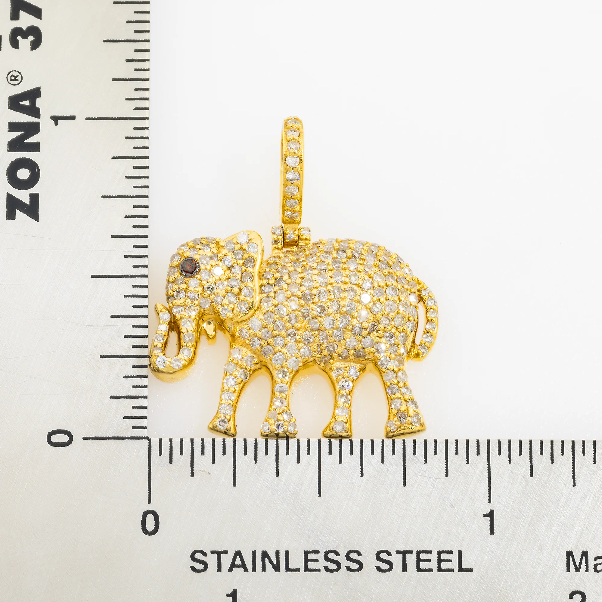 14K GOLD DIAMOND ELEPHANT PENDANT 1.28 CT - Image 3