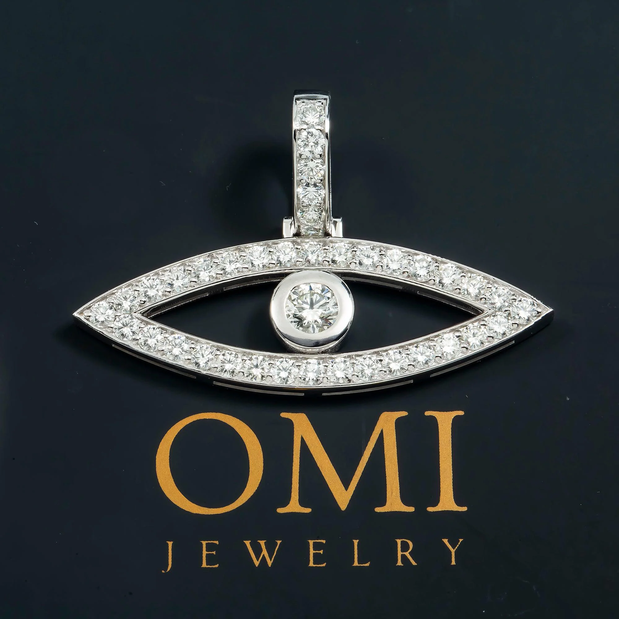 14K GOLD DIAMOND EYE PENDANT 3.95 CT - Image 2