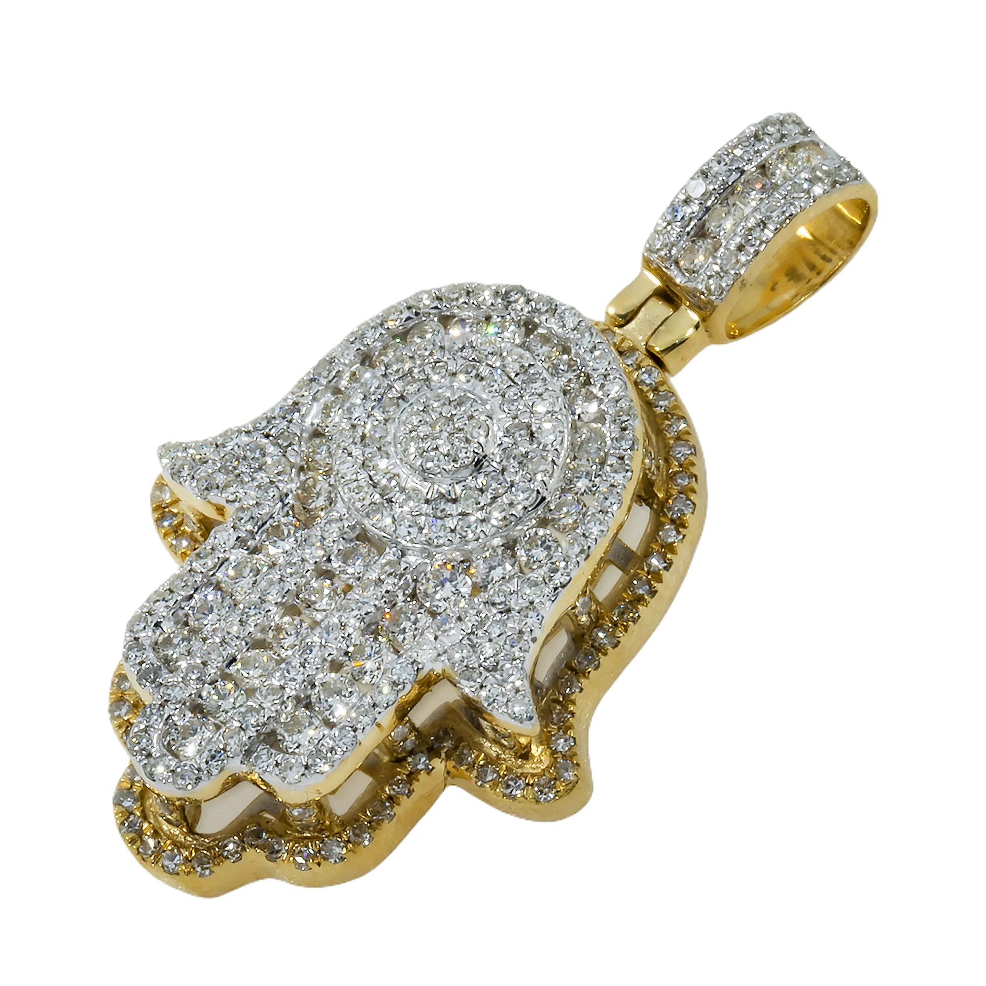 14K GOLD DIAMOND HAMSA PENDANT 1.20 CT - Image 3