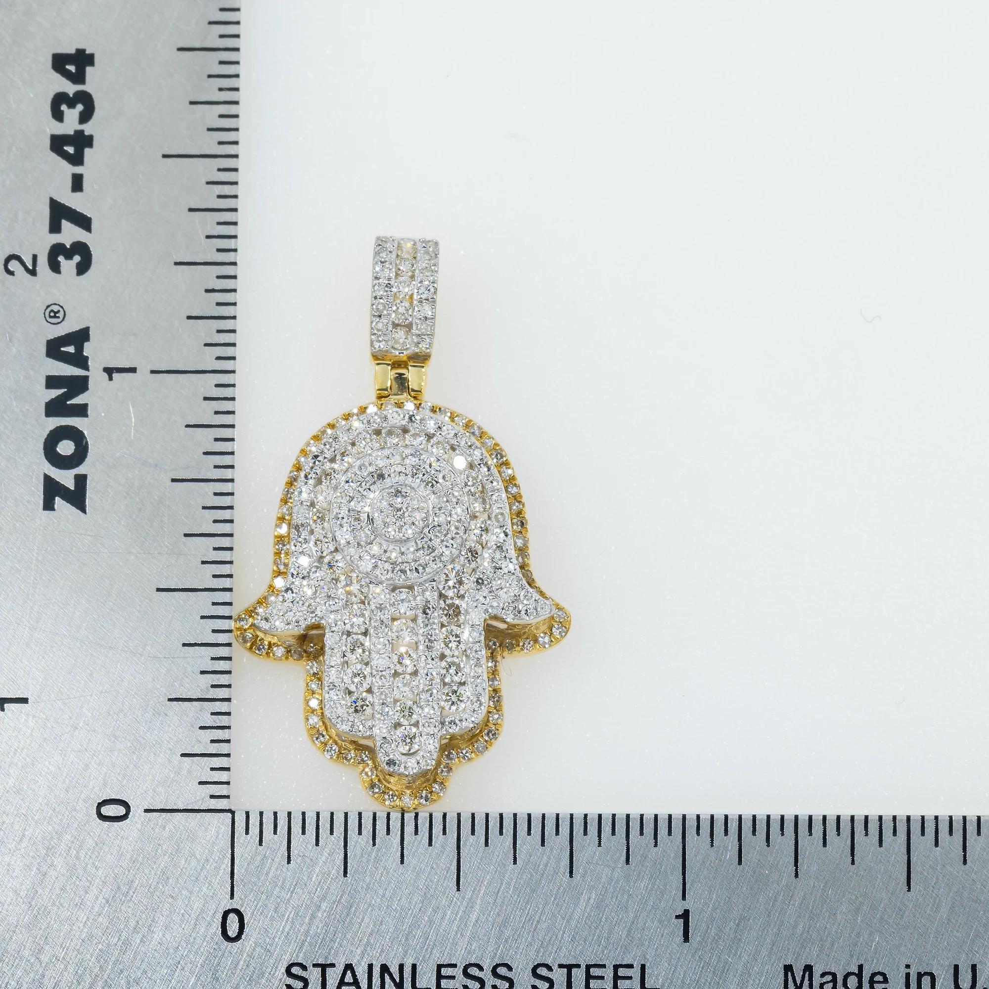 14K GOLD DIAMOND HAMSA PENDANT 1.20 CT - Image 4