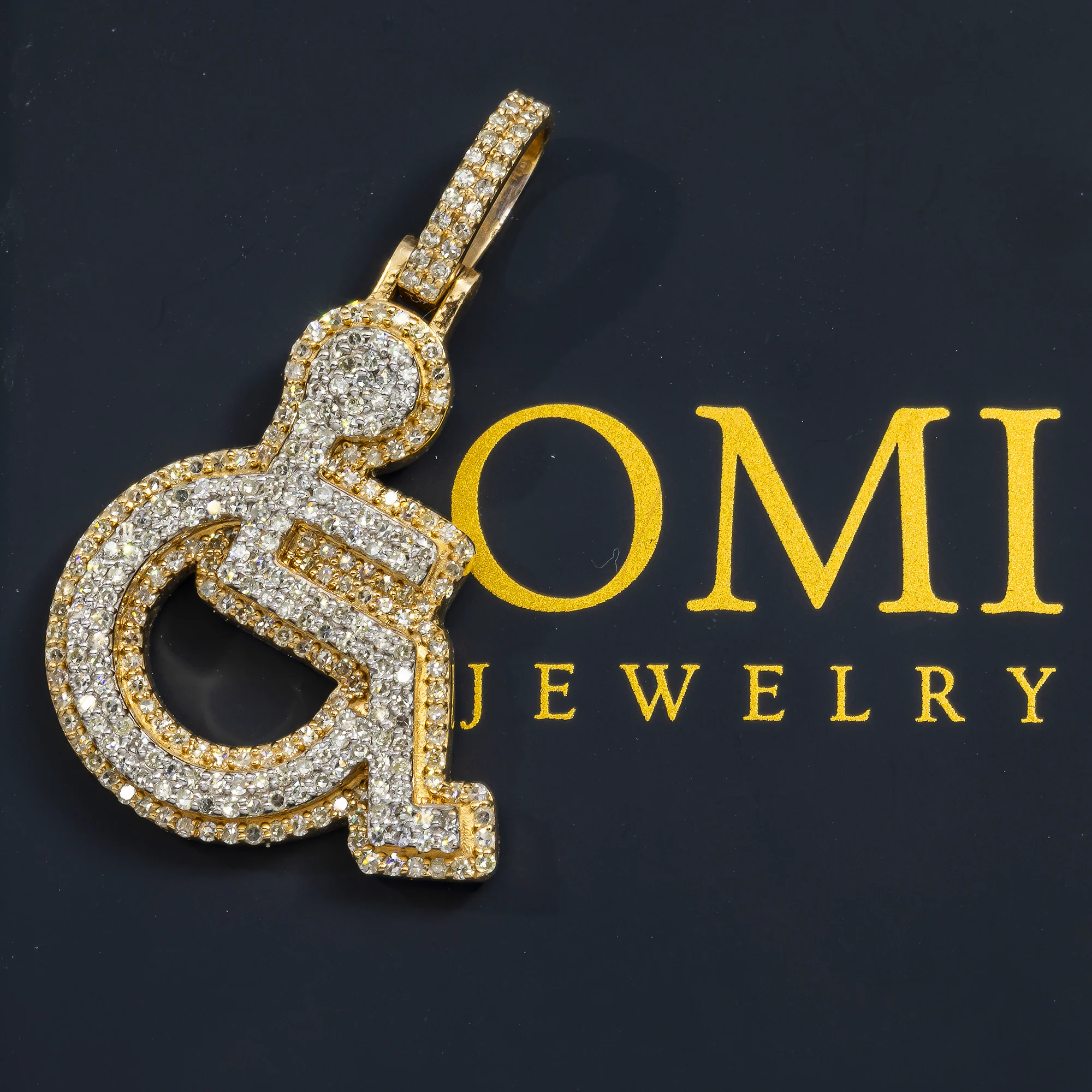 10K GOLD DIAMOND HANDICAP SYMBOL PENDANT 1.00 CT - Image 2