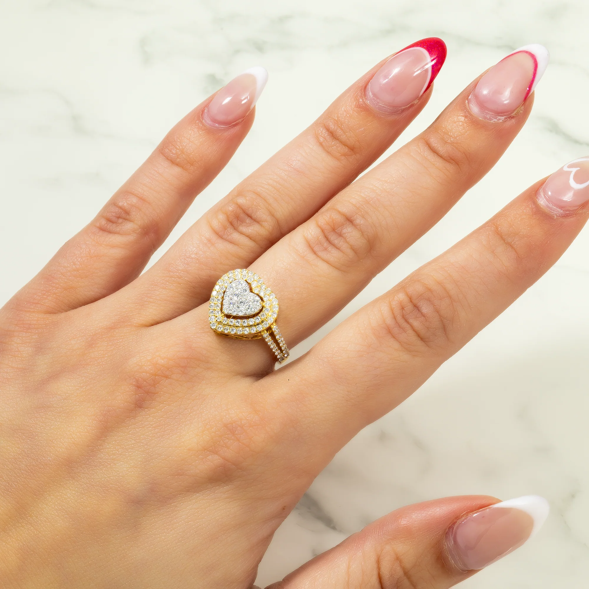 14K GOLD DIAMOND HEART RING 0.97 CT - Image 6