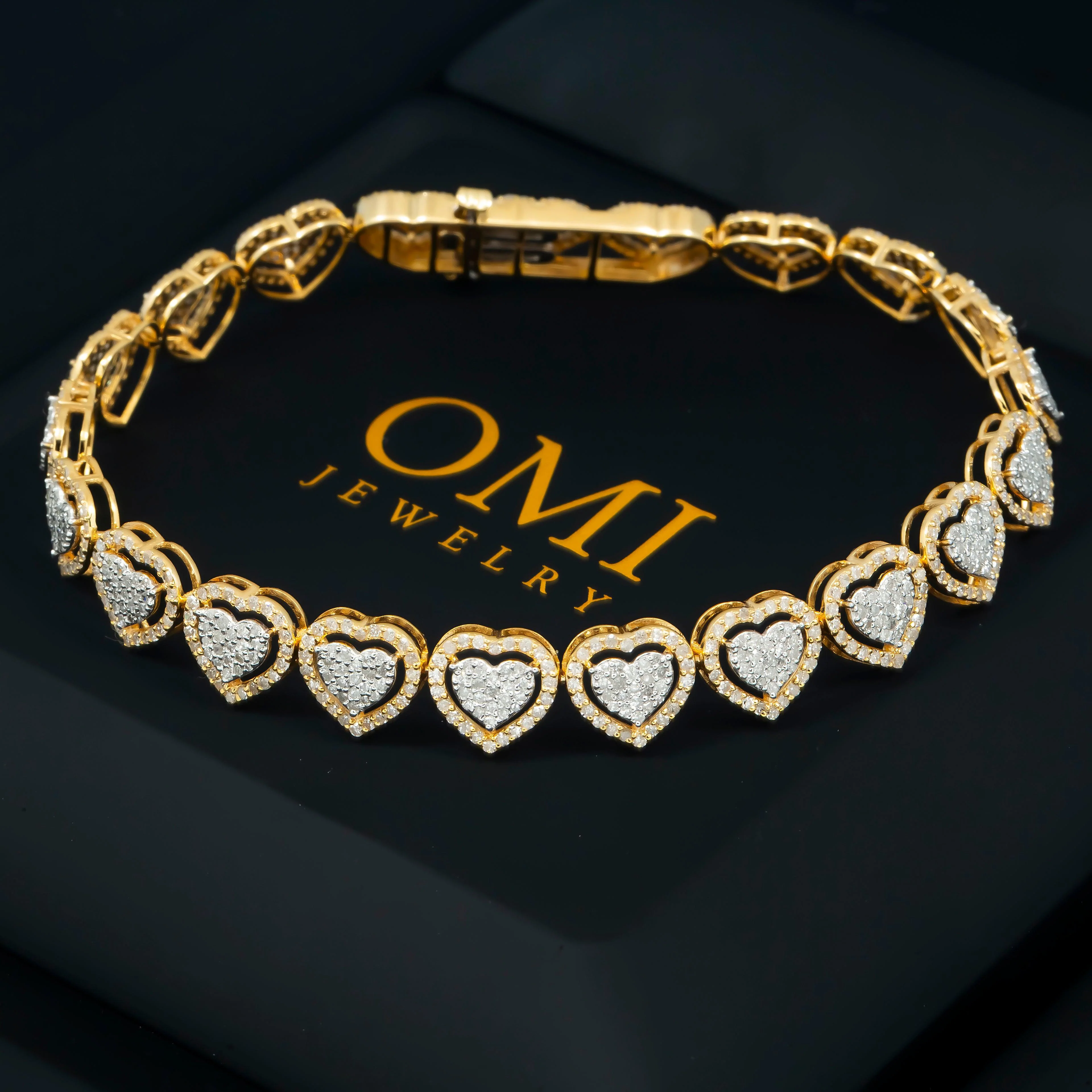 14K GOLD HEART SHAPE BRACELET 3.91 CT DIAMONDS - Image 8