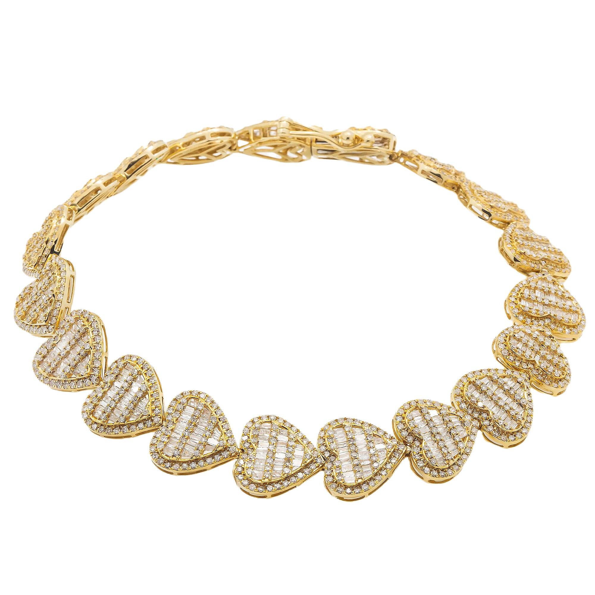 14K GOLD HEART SHAPE BRACELET WITH DIAMONDS - Image 3
