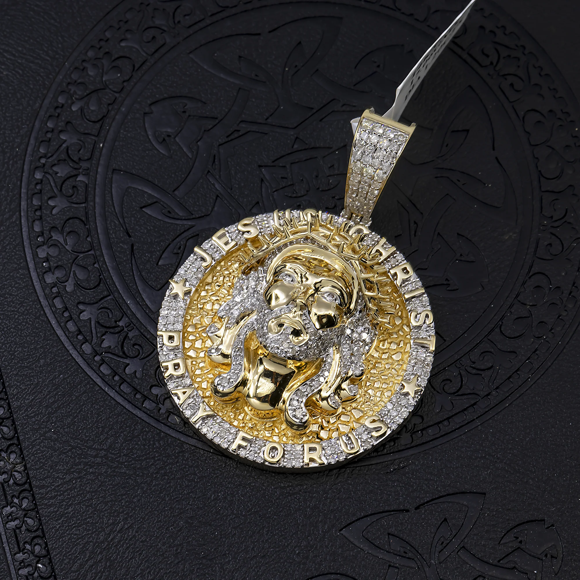 14K GOLD DIAMOND JESUS HEAD COIN PENDANT 1.20 CT - Image 2