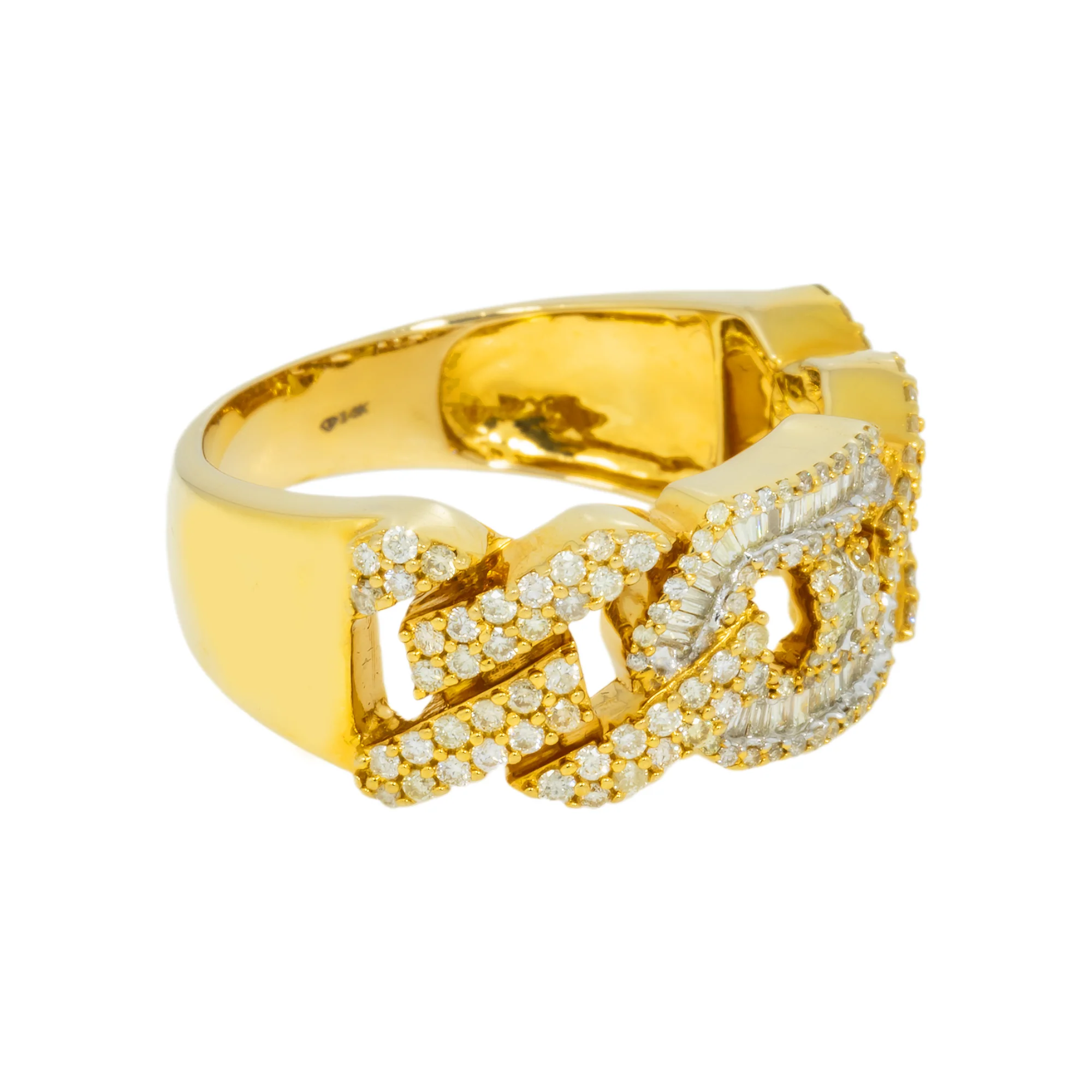 14K GOLD DIAMOND MARINER AND CUBAN LINK RING 1.40 CT - Image 3