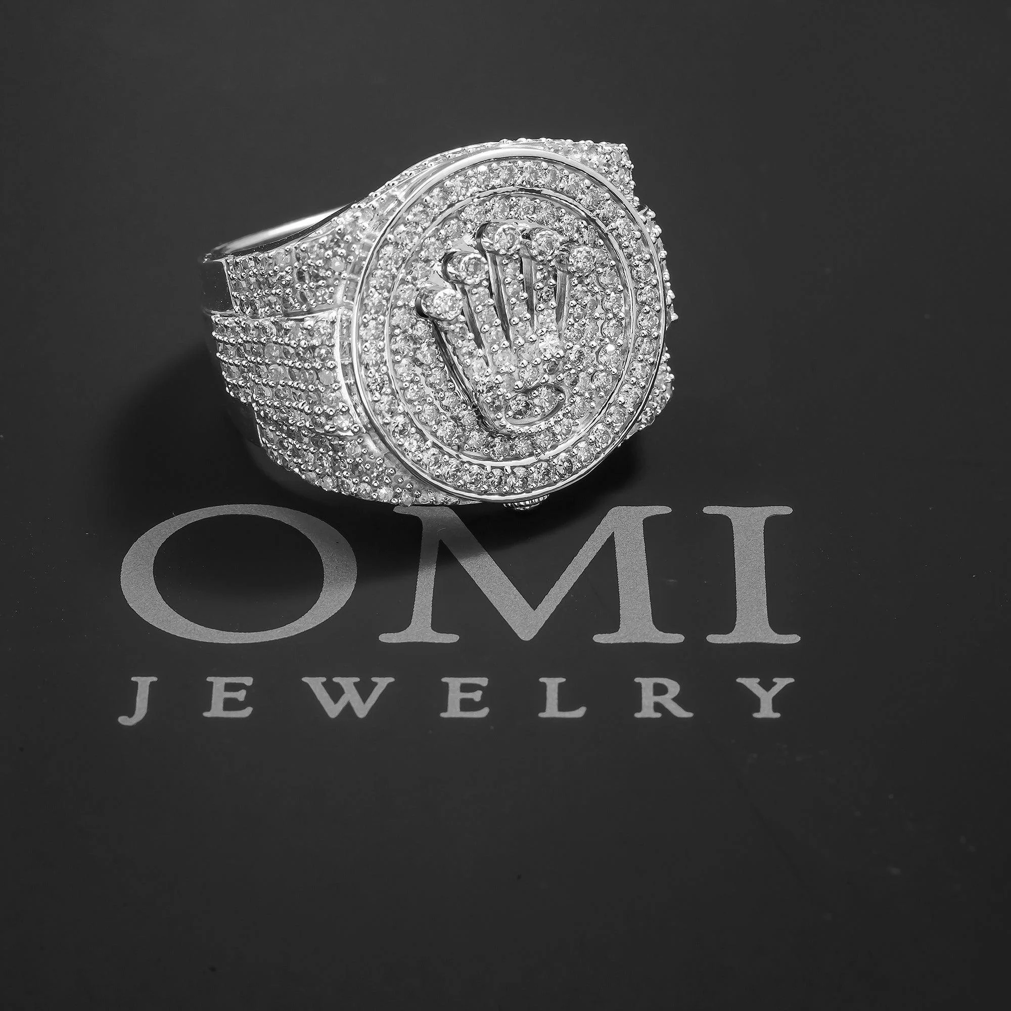 14K GOLD DIAMOND MEN'S CROWN RING 3.29 CT - Image 4