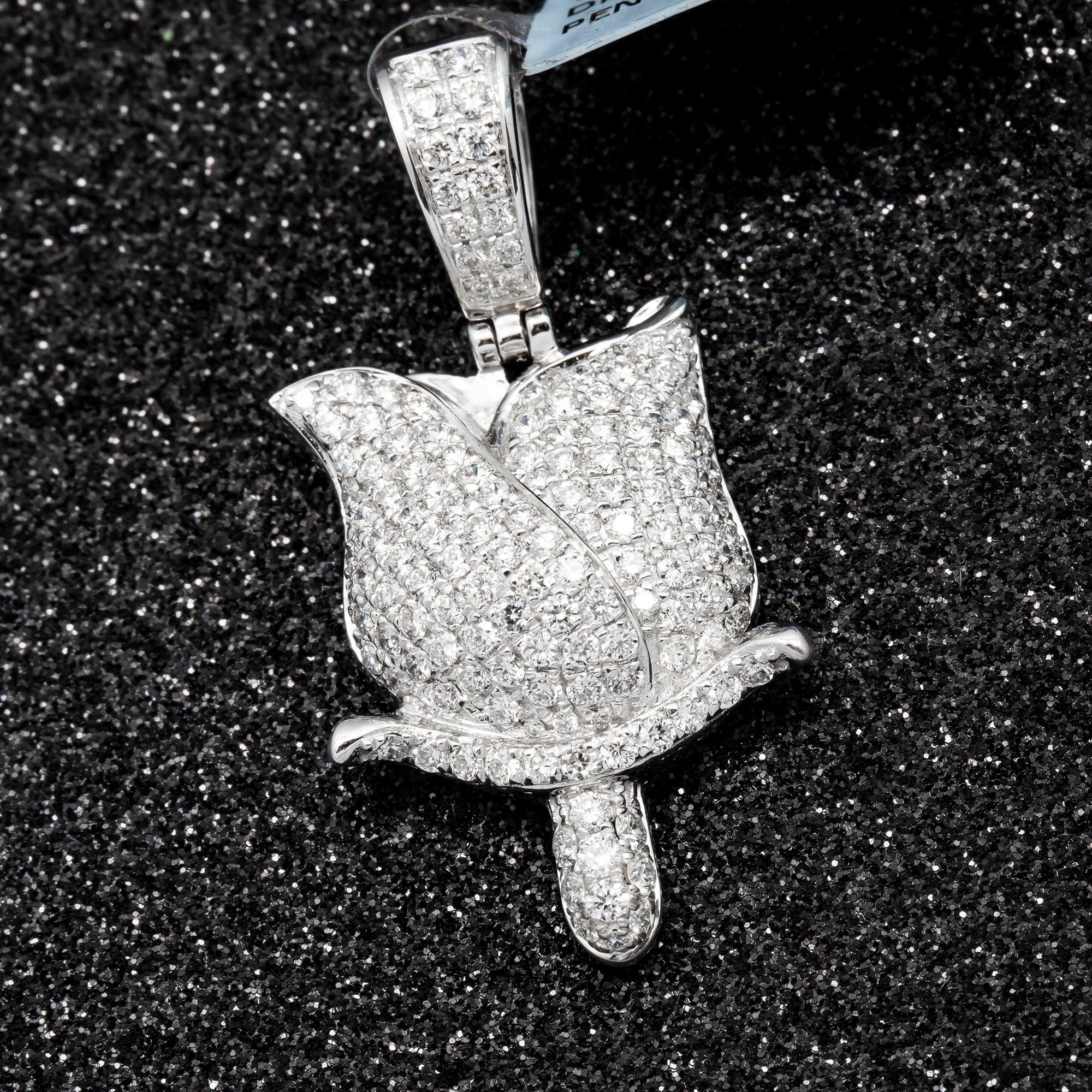 14K GOLD DIAMOND ROSE PENDANT 1.50 CT - Image 3
