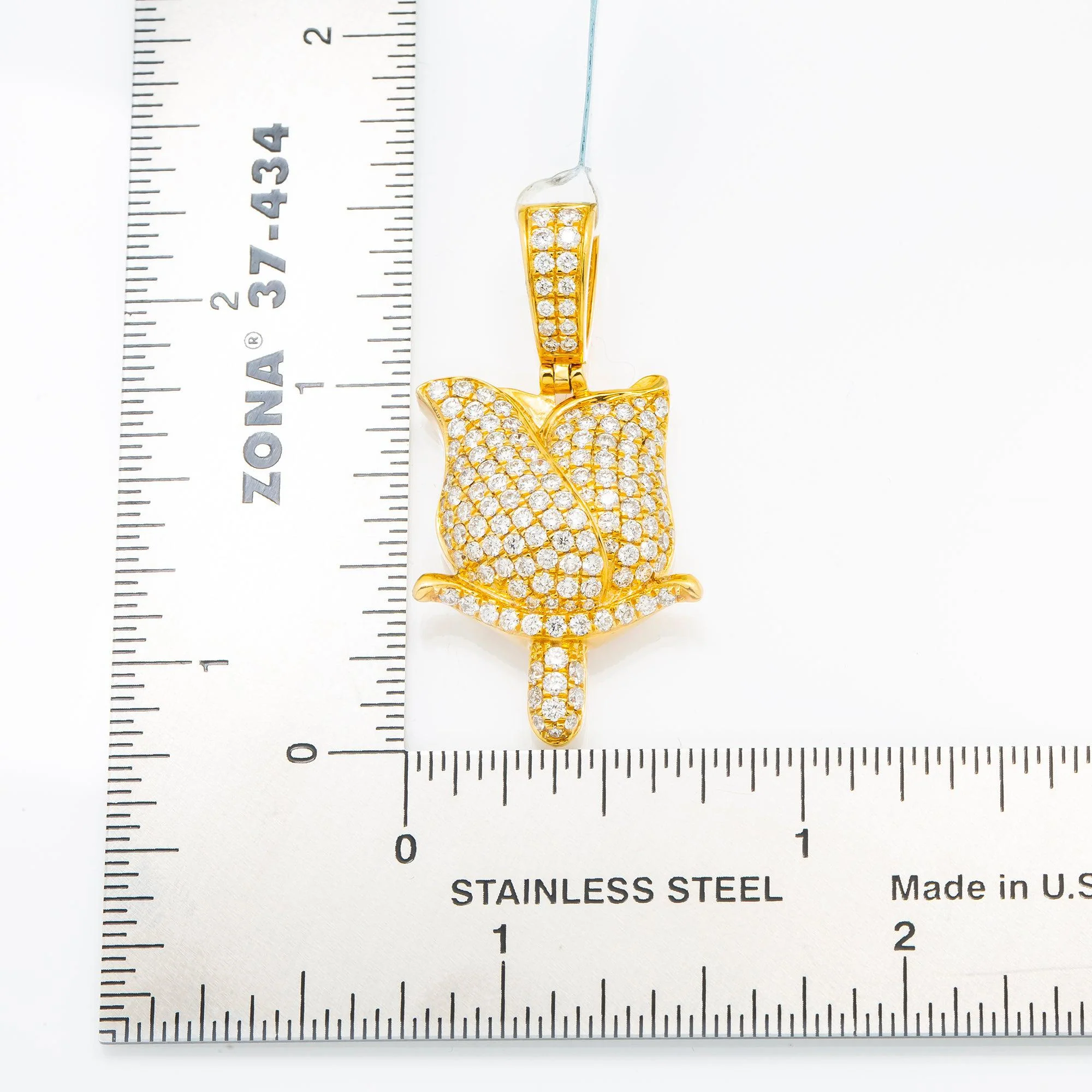 14K GOLD DIAMOND ROSE PENDANT 1.50 CT - Image 8