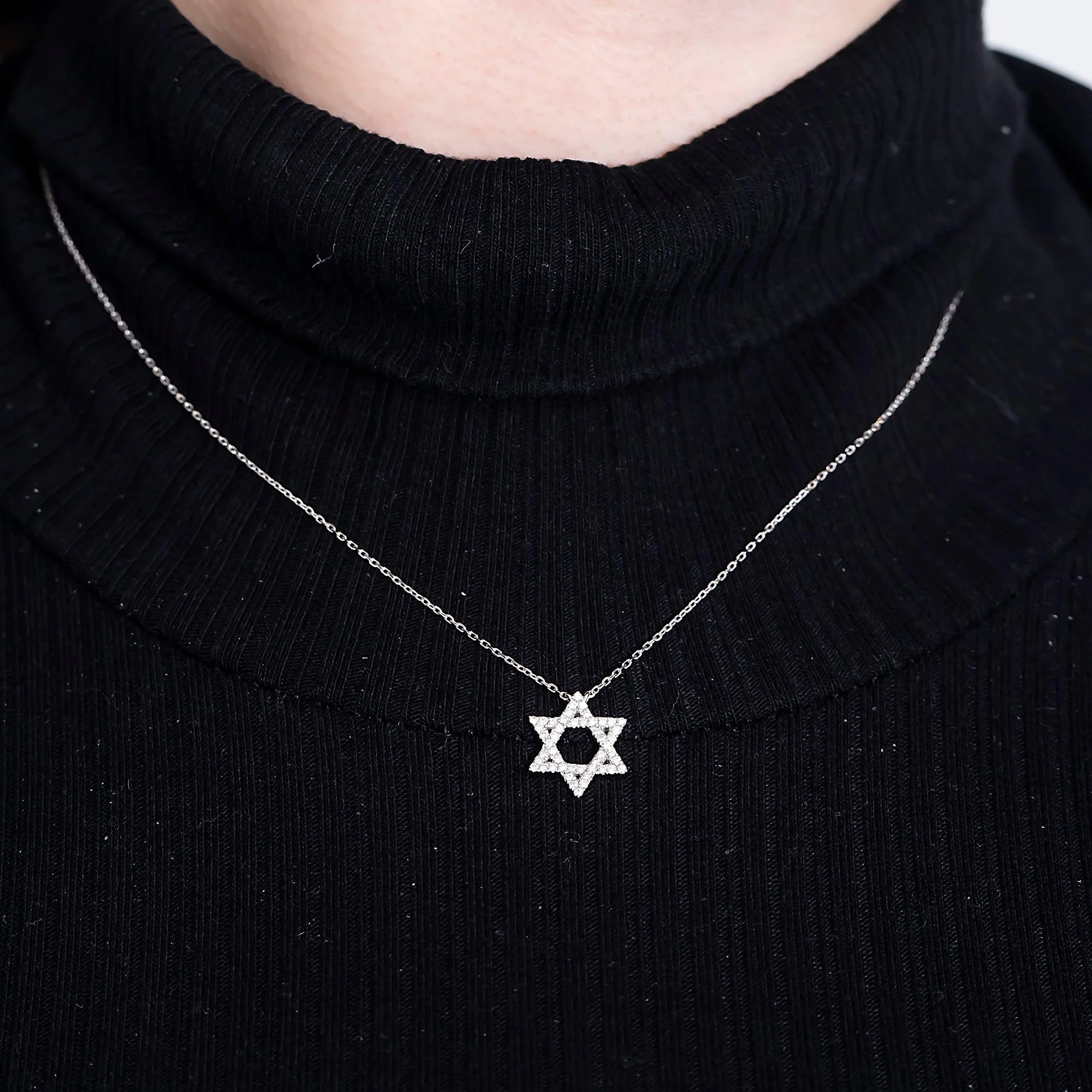 14K GOLD DIAMOND STAR OF DAVID NECKLACE 0.35 CT - Image 2