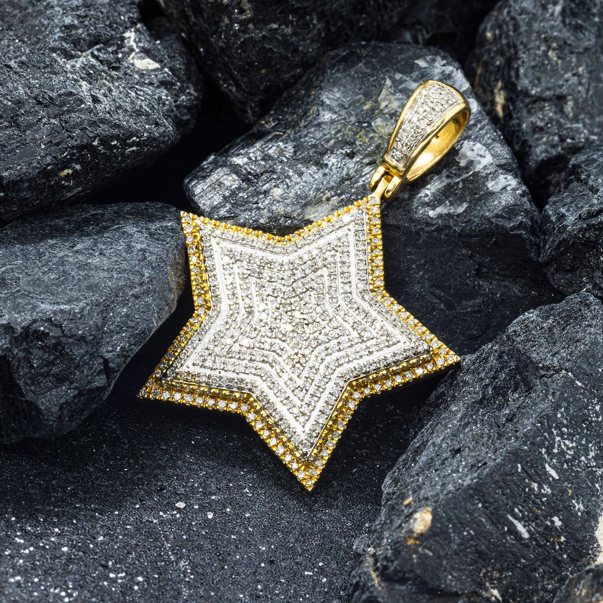 14K GOLD DIAMOND STAR PENDANT 1.18 CT - Image 2