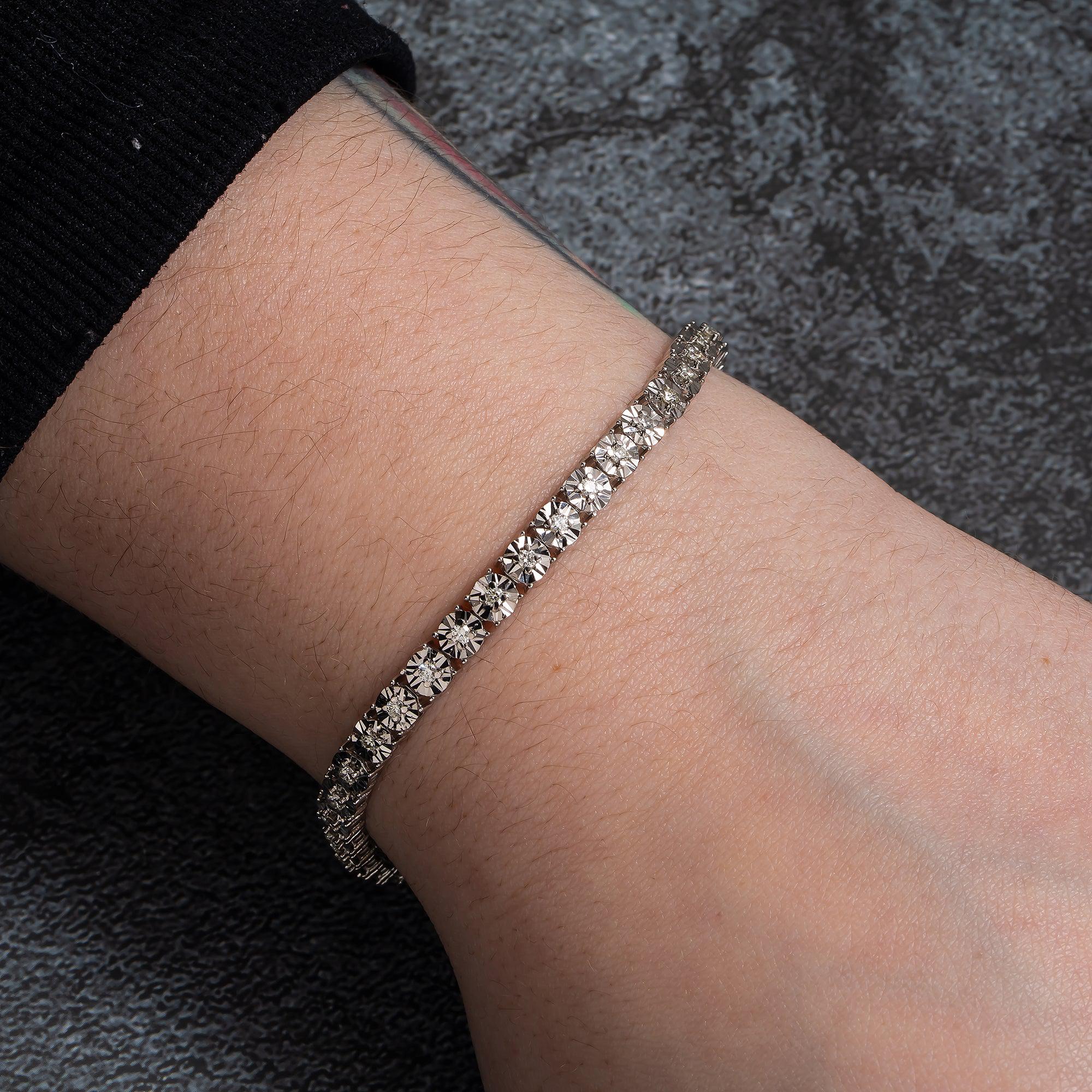 14K GOLD TENNIS BRACELET 1.05 CT DIAMONDS - Image 2