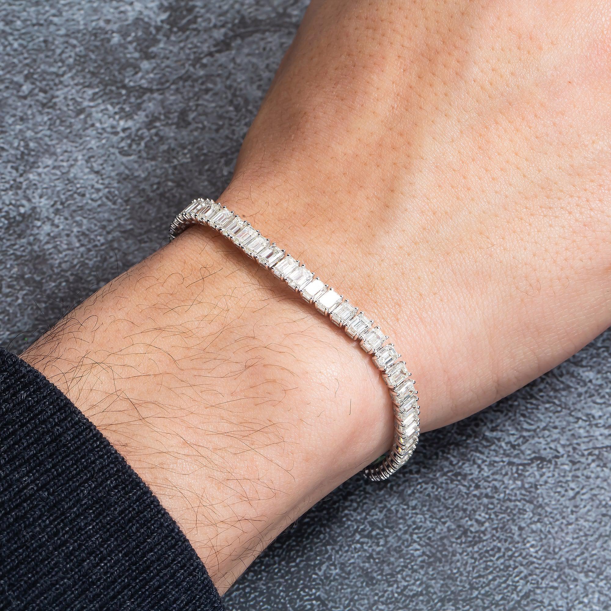 14K GOLD BAGUETTE TENNIS BRACELET 13.75 CT DIAMONDS - Image 2