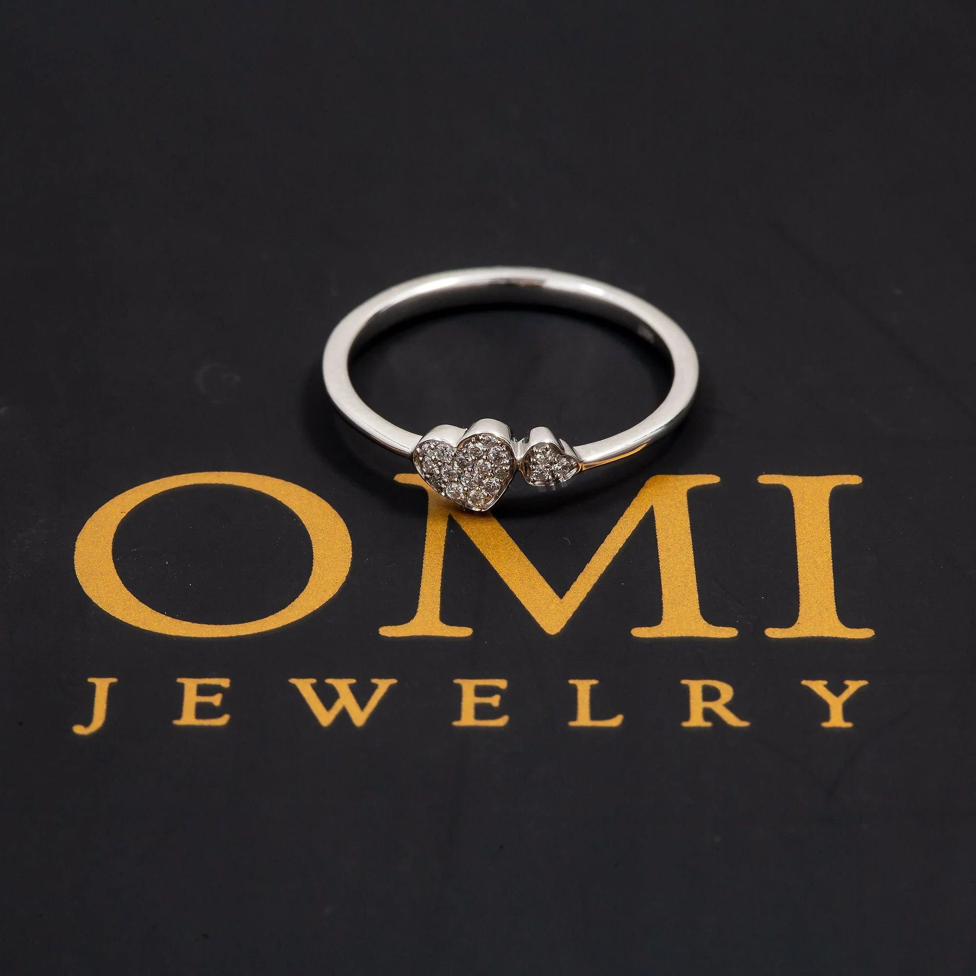 14K GOLD DIAMOND DOUBLE HEART RING 0.10 CT - Image 3