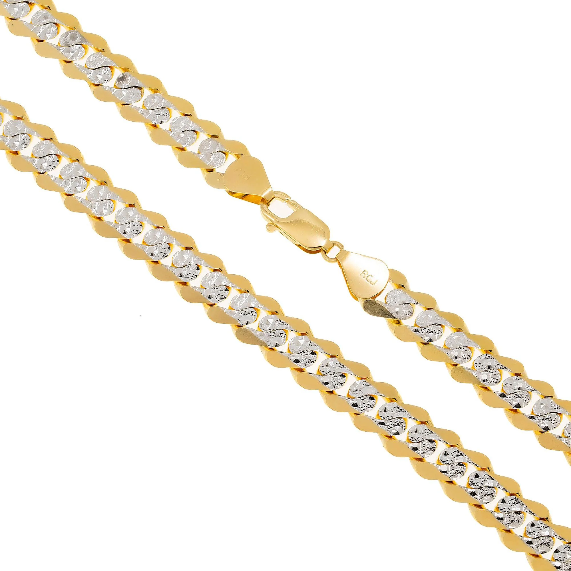 14K GOLD FLAT DIAMOND CUT 11MM OPEN CUBAN LINK CHAIN - Image 3
