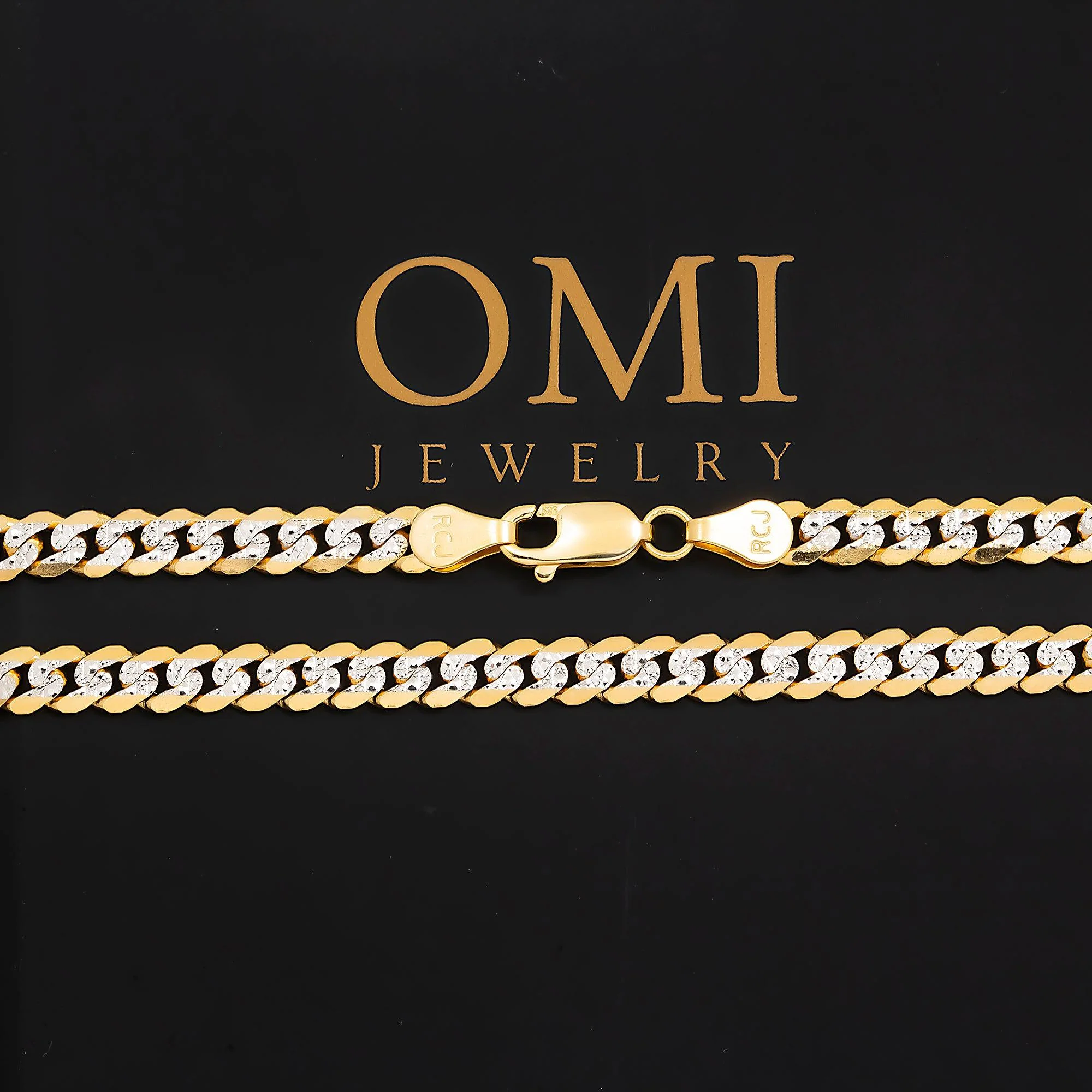 14K GOLD FLAT DIAMOND CUT 7MM OPEN CUBAN LINK CHAIN - Image 4
