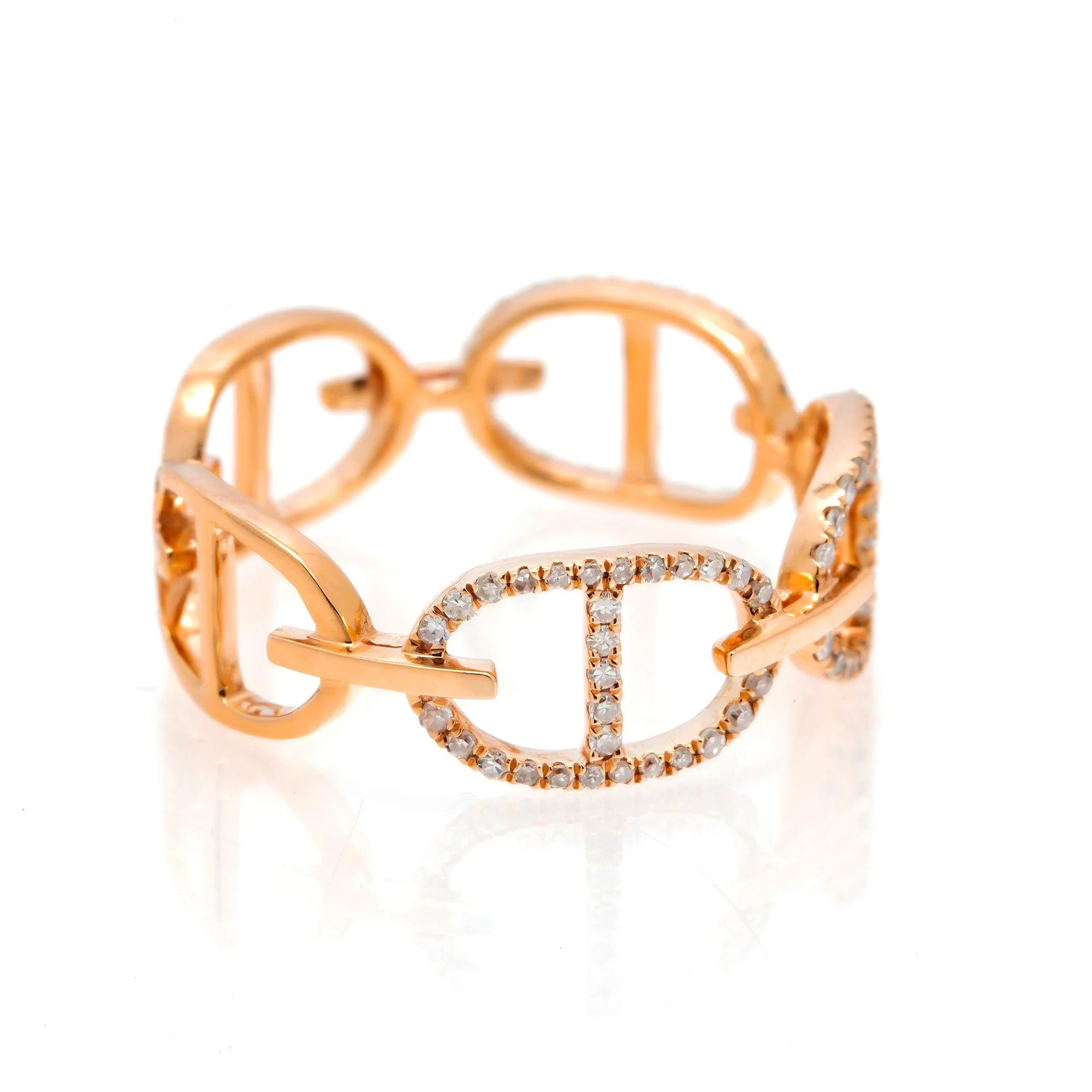 14K GOLD DIAMOND GUCCI LINK RING 0.25 CT - Image 8