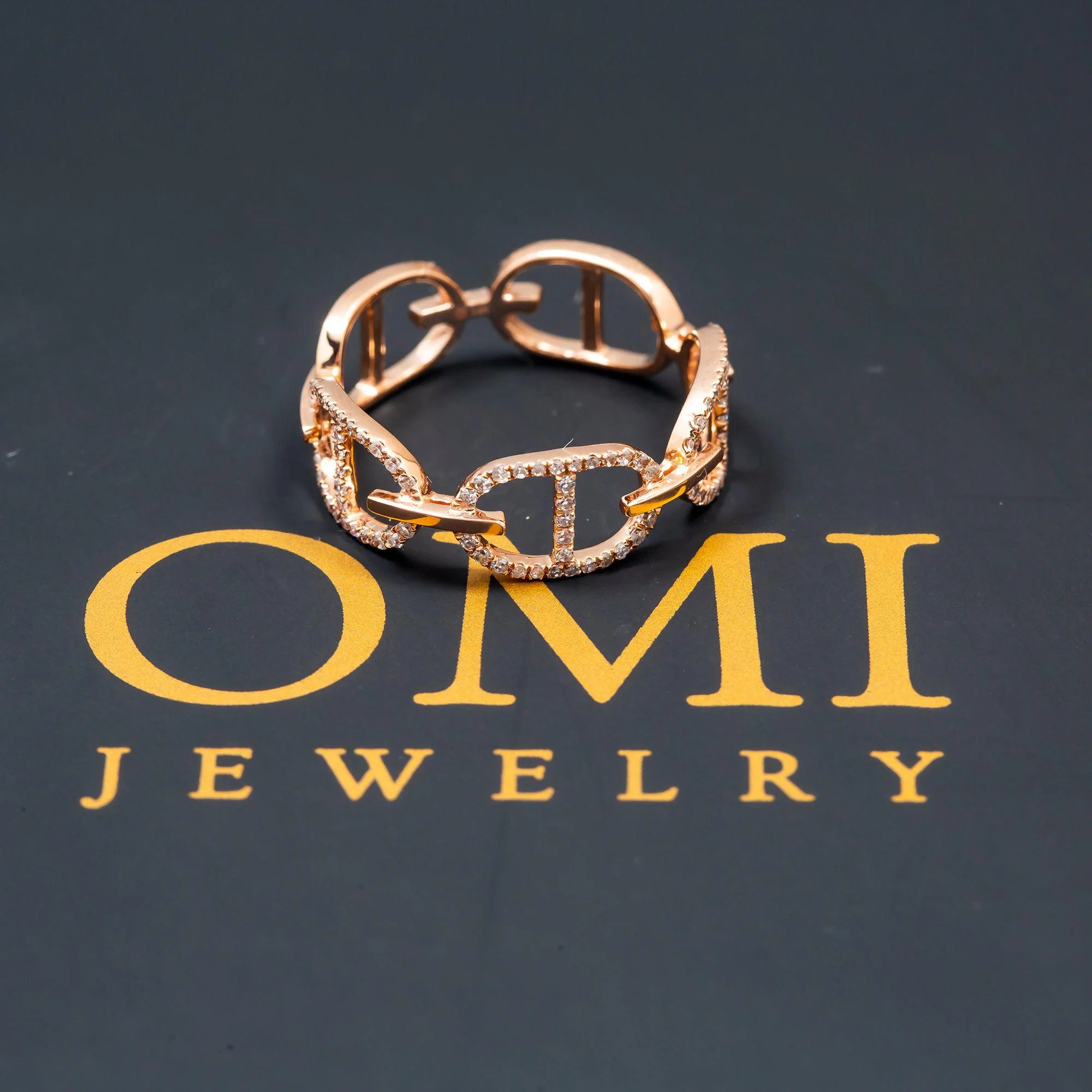 14K GOLD DIAMOND GUCCI LINK RING 0.25 CT - Image 9