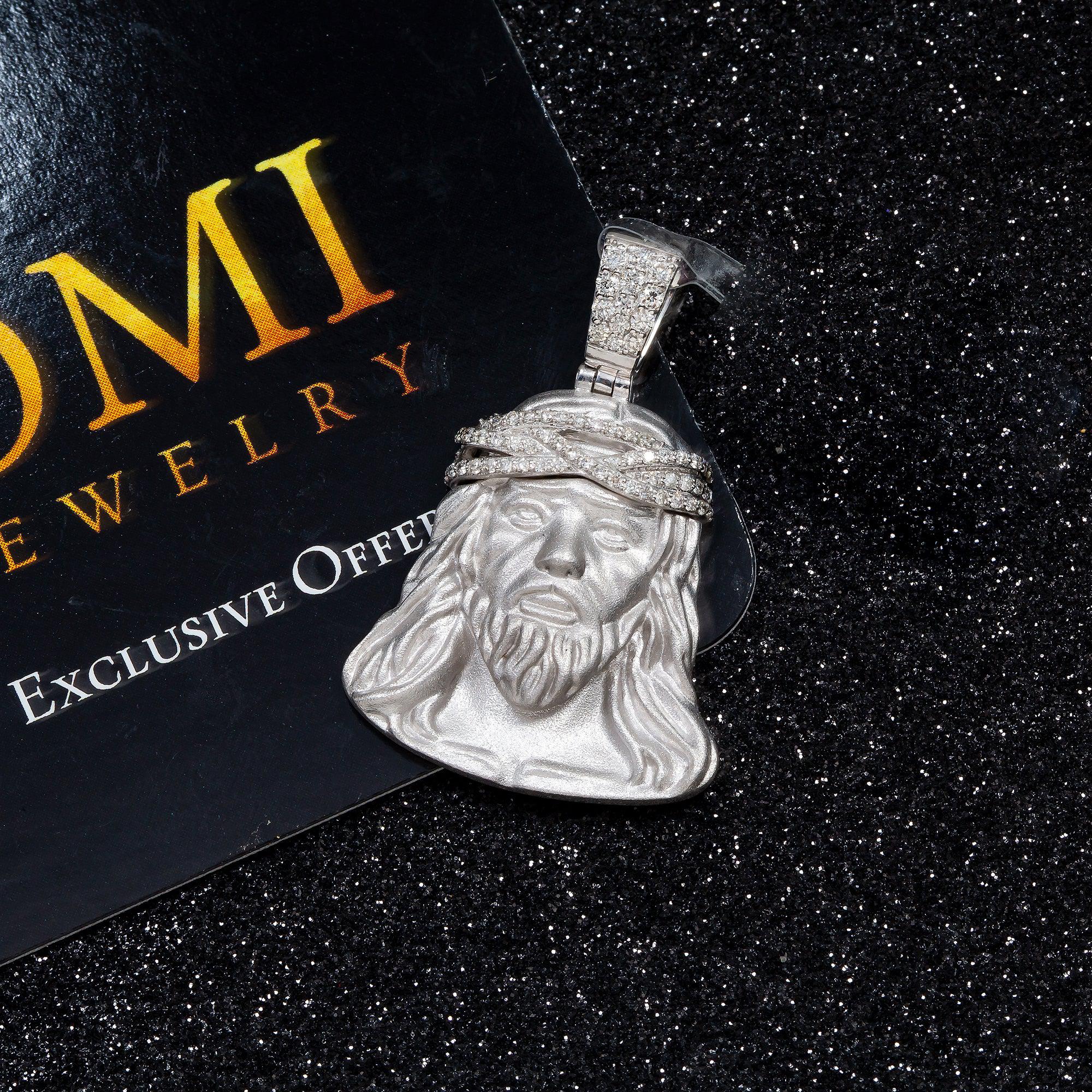 14K GOLD DIAMOND JESUS HEAD PENDANT 0.40 CT - Image 3