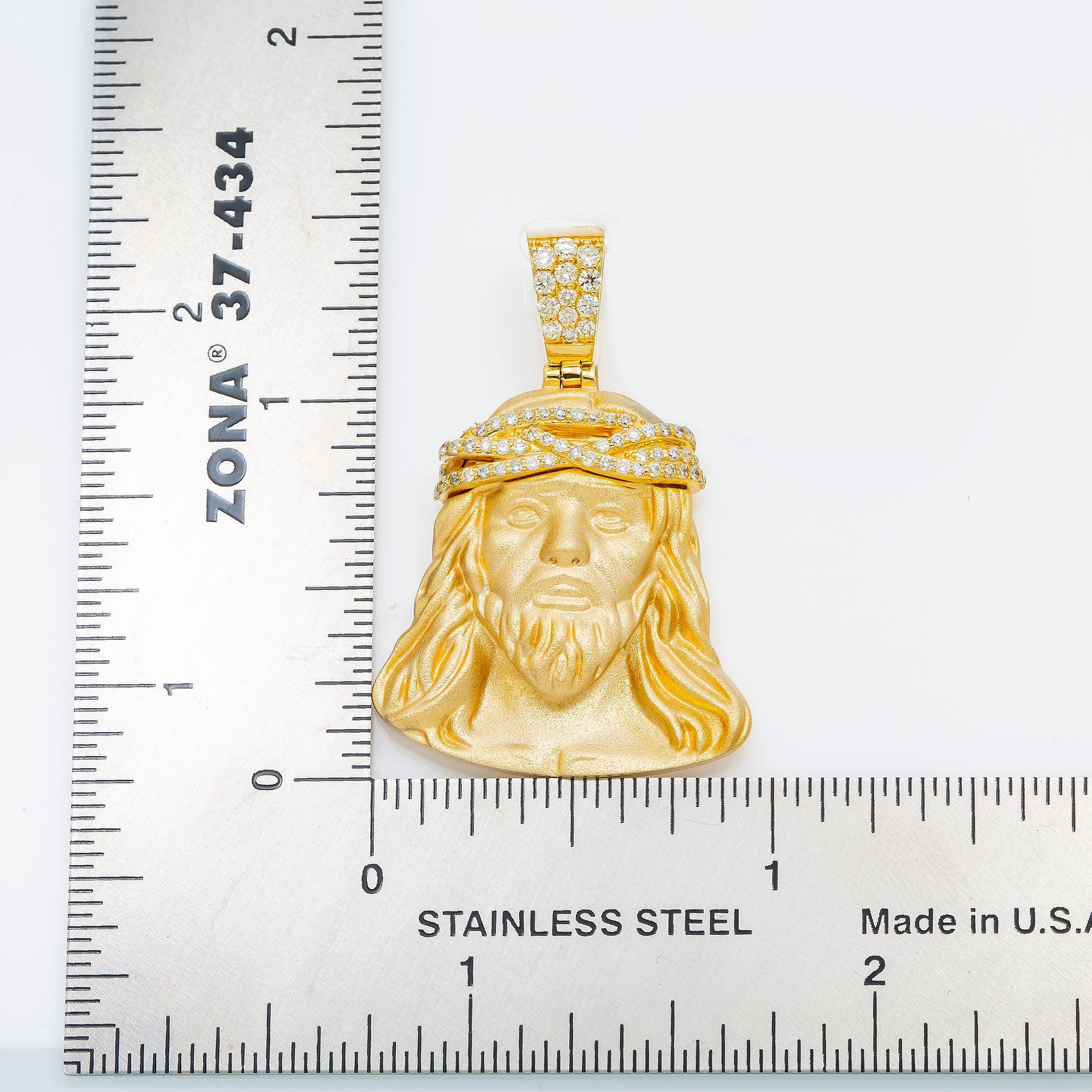 14K GOLD DIAMOND JESUS HEAD PENDANT 0.40 CT - Image 8
