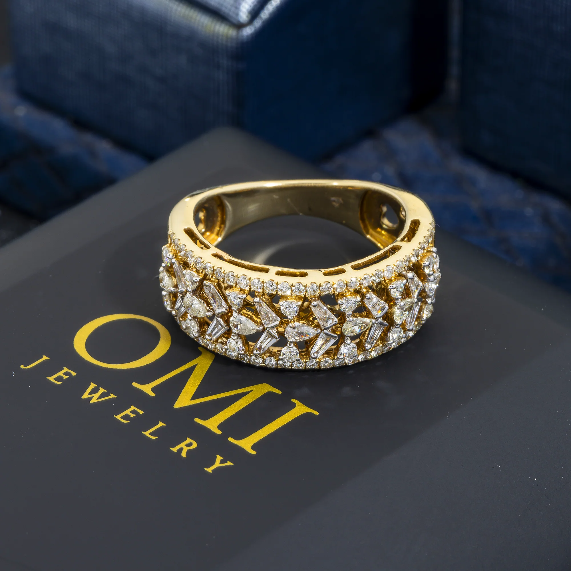14K GOLD MULTI SHAPE DIAMOND STATEMENT RING 1.20 CT - Image 3