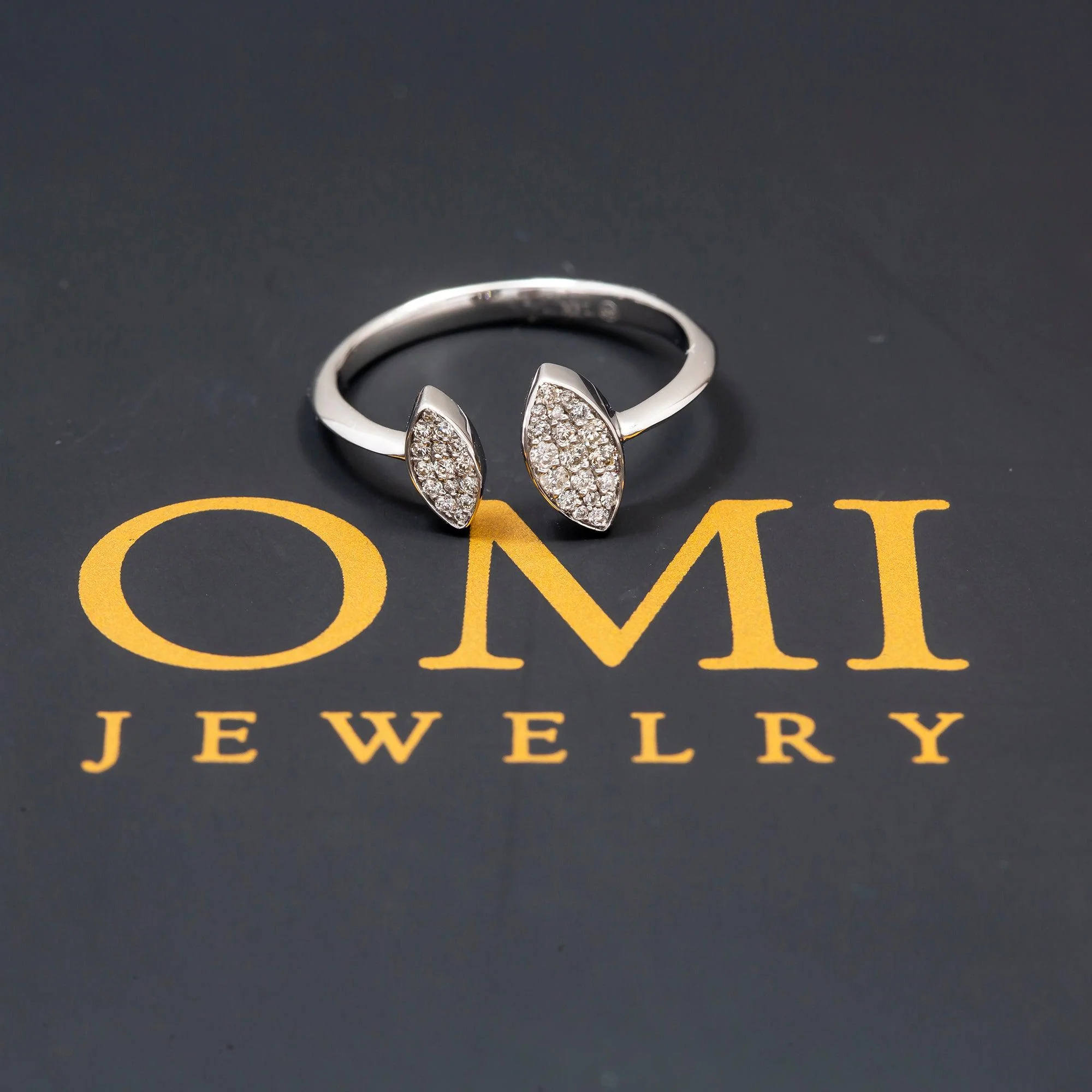 14K GOLD DIAMOND OPEN LEAF RING 0.20 CT - Image 3