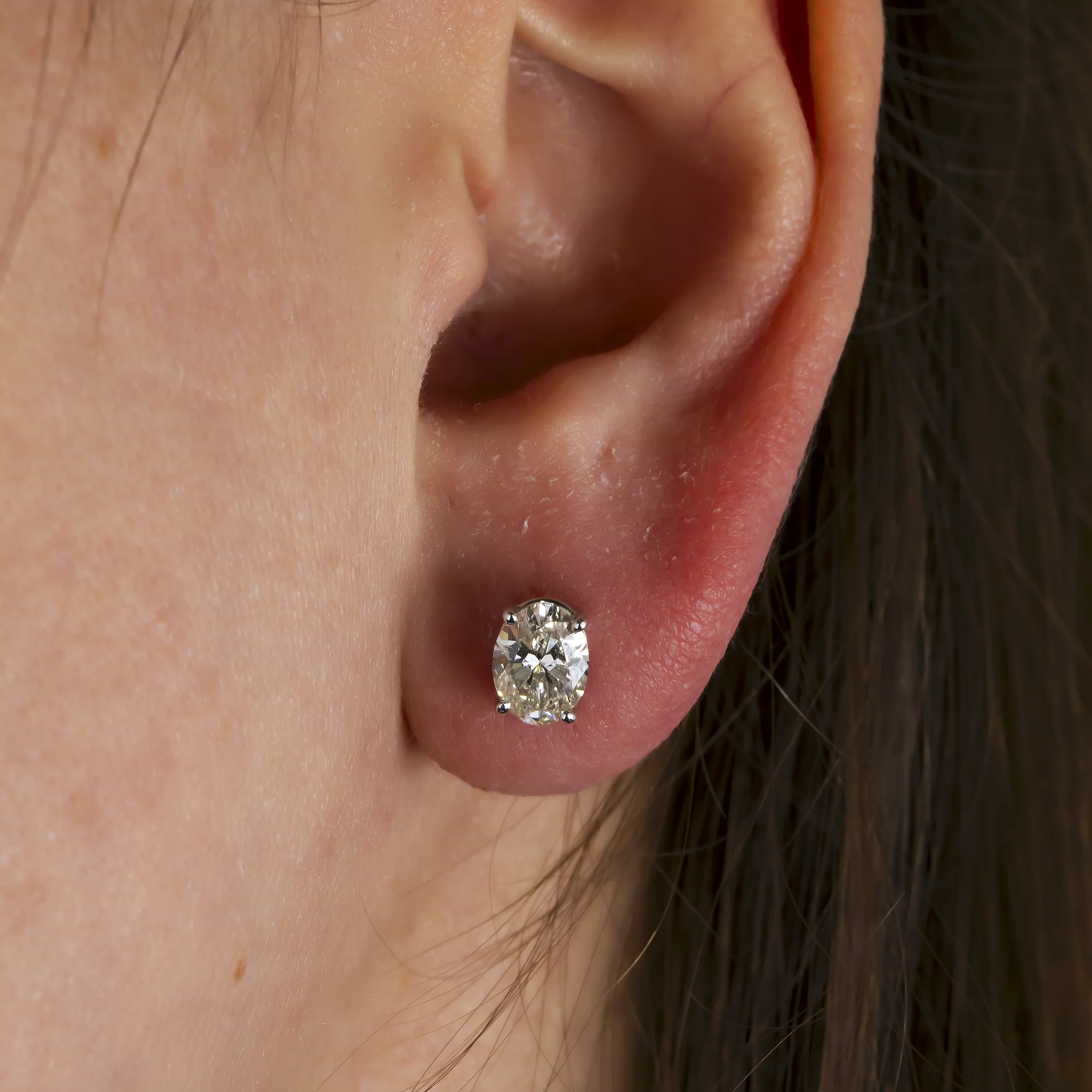 14K GOLD OVAL LAB DIAMOND STUD EARRINGS 1.00 CTW - Image 4