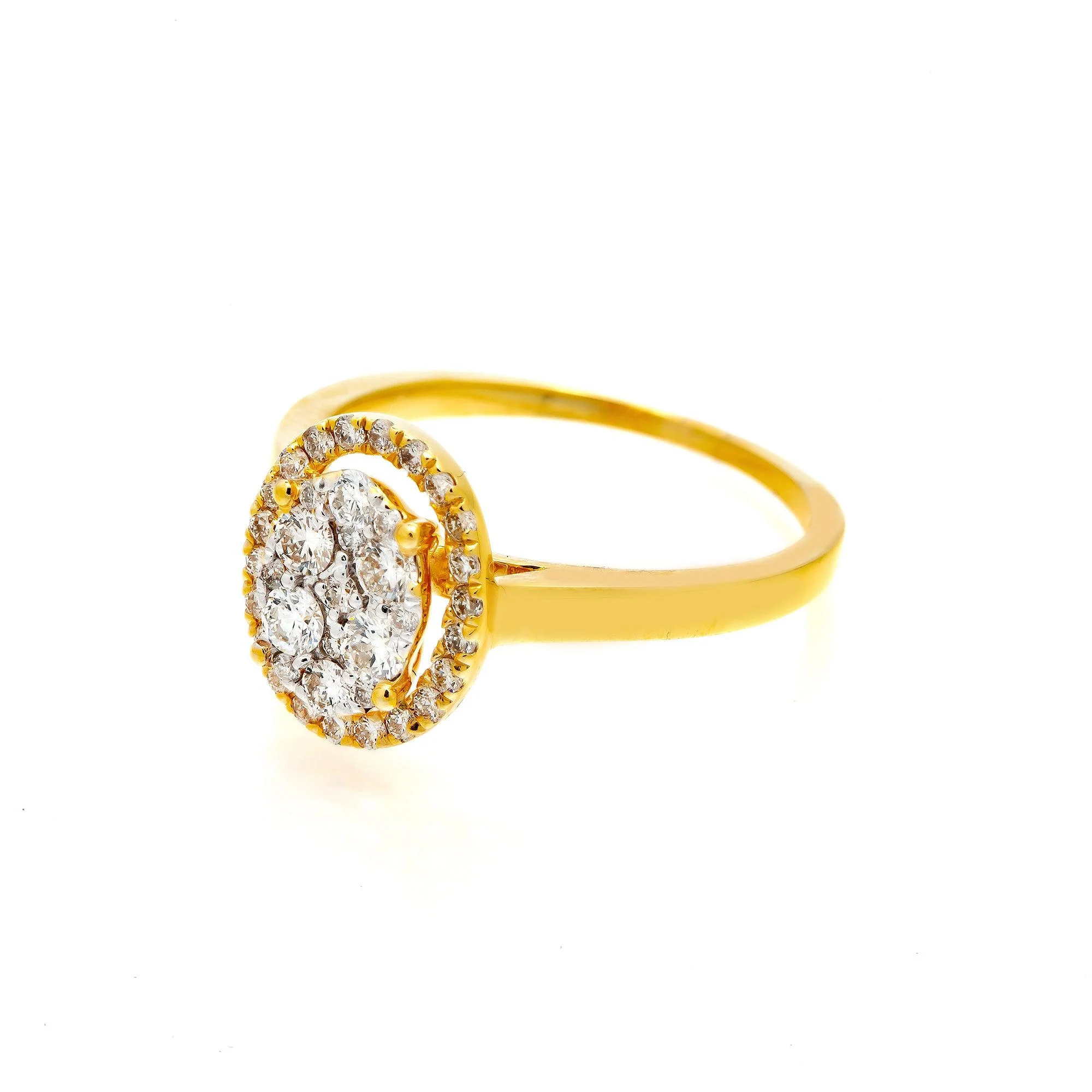 14K GOLD DIAMOND OVAL HALO CLUSTER RING 0.55 CT - Image 2
