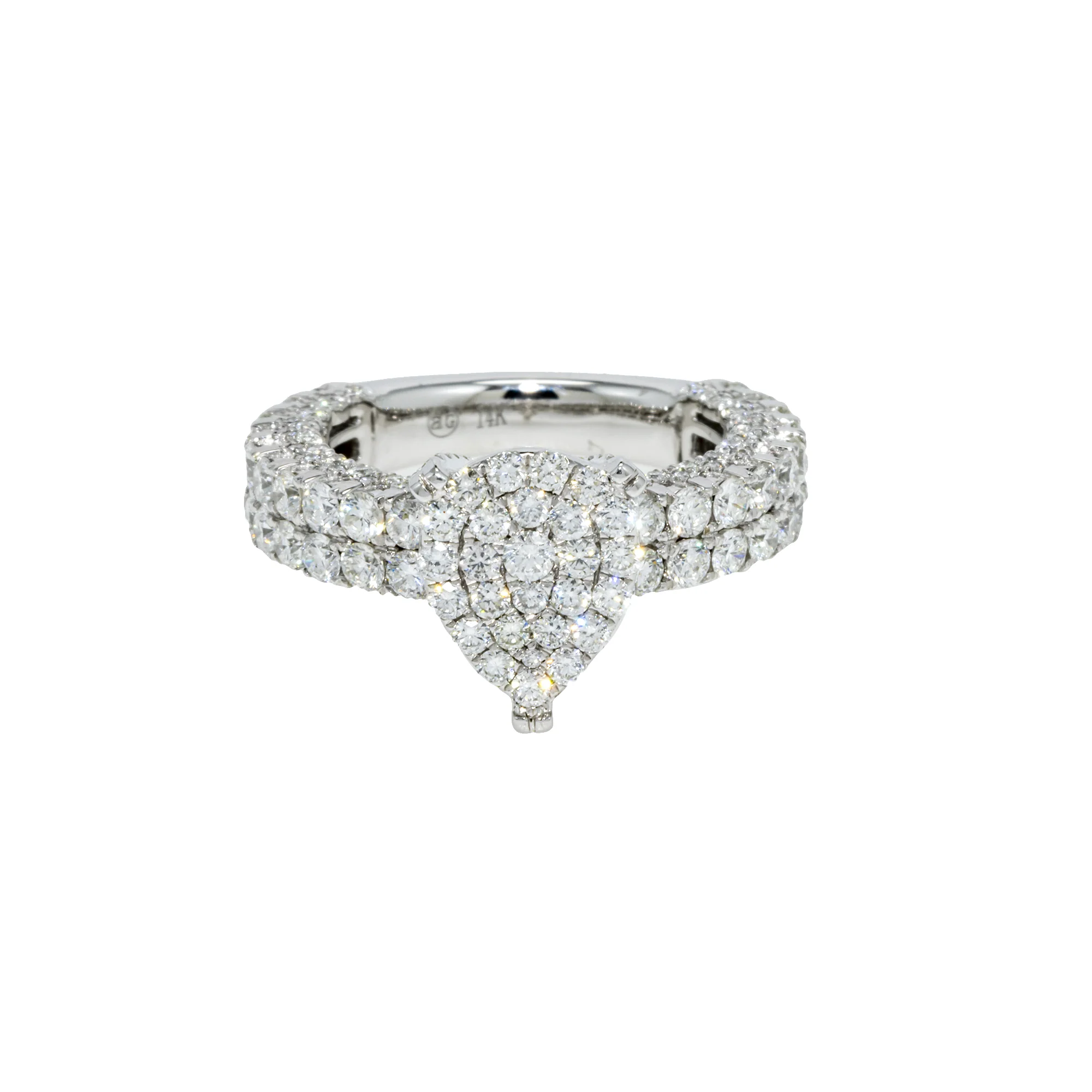 14K GOLD PEAR DIAMOND CLUSTER ENGAGEMENT RING 2.65 CTW