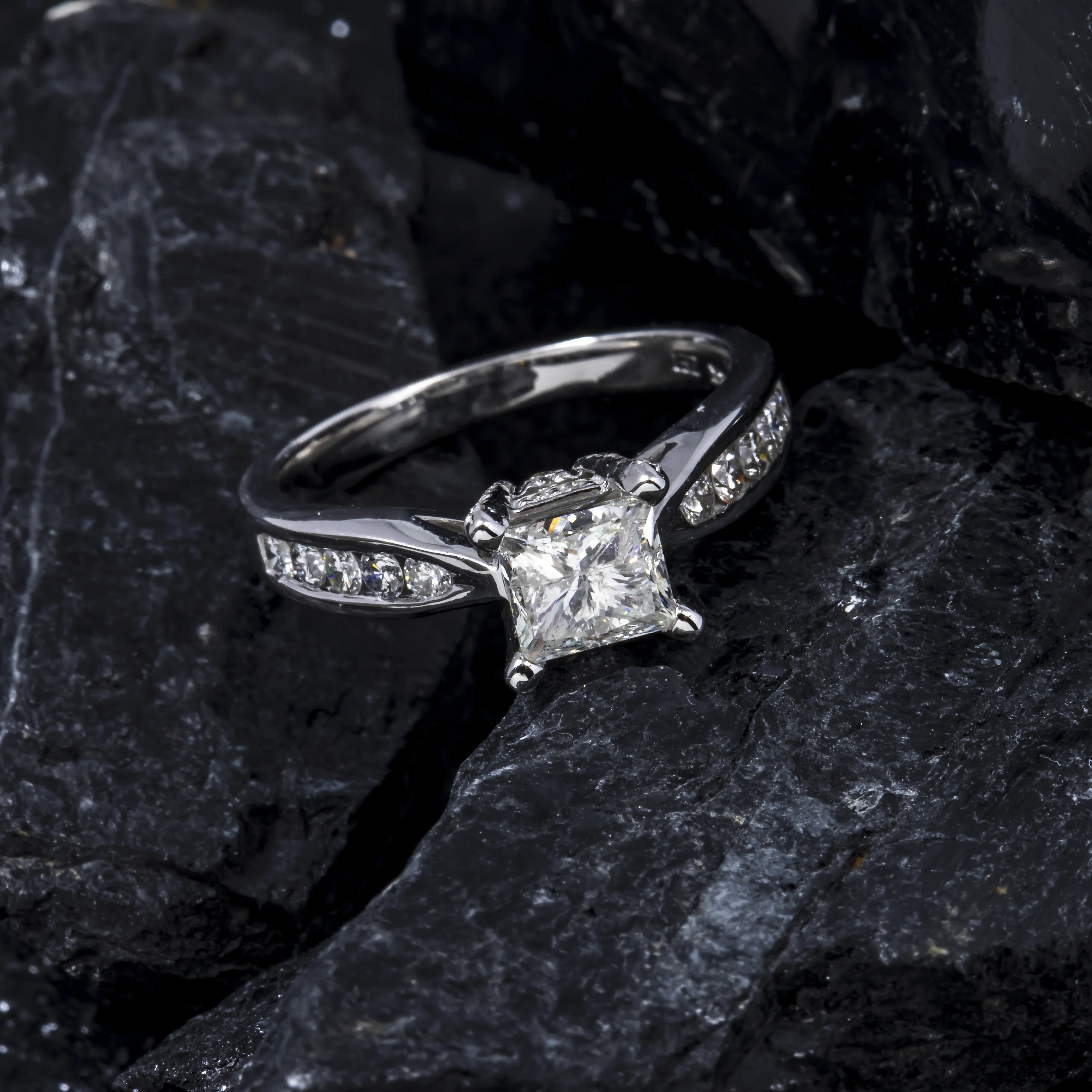 14K GOLD PRINCESS LAB DIAMOND ENGAGEMENT RING 1.60 CTW - Image 3