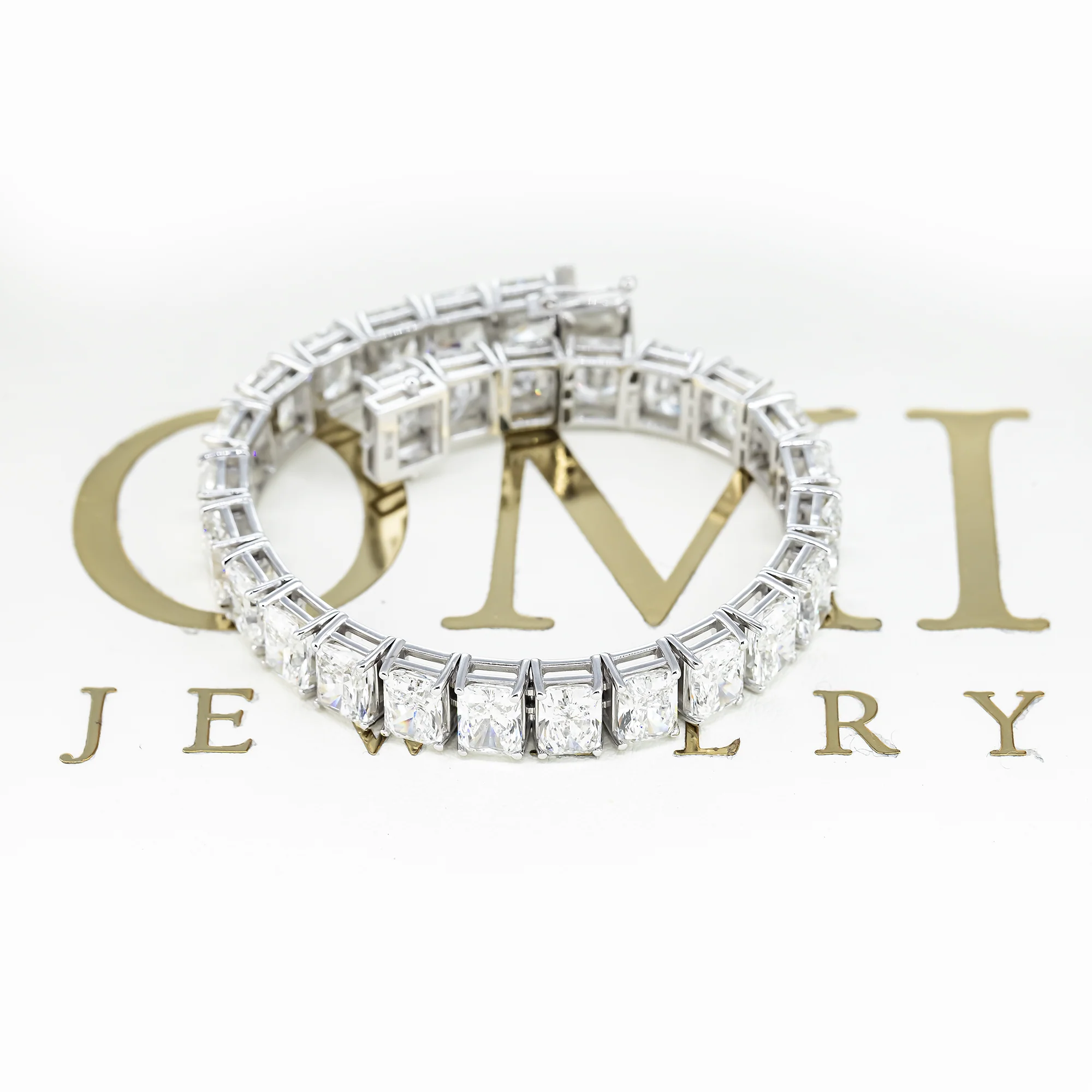 14K GOLD RADIANT CUT LAB DIAMOND TENNIS BRACELET 39.50 CT - Image 4