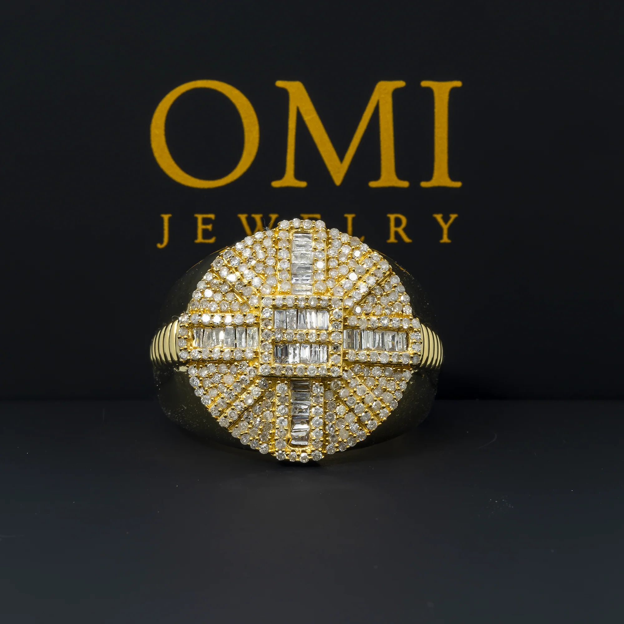 14K GOLD ROUND AND BAGUETTE DIAMOND STATEMENT RING 1.07 CT - Image 3