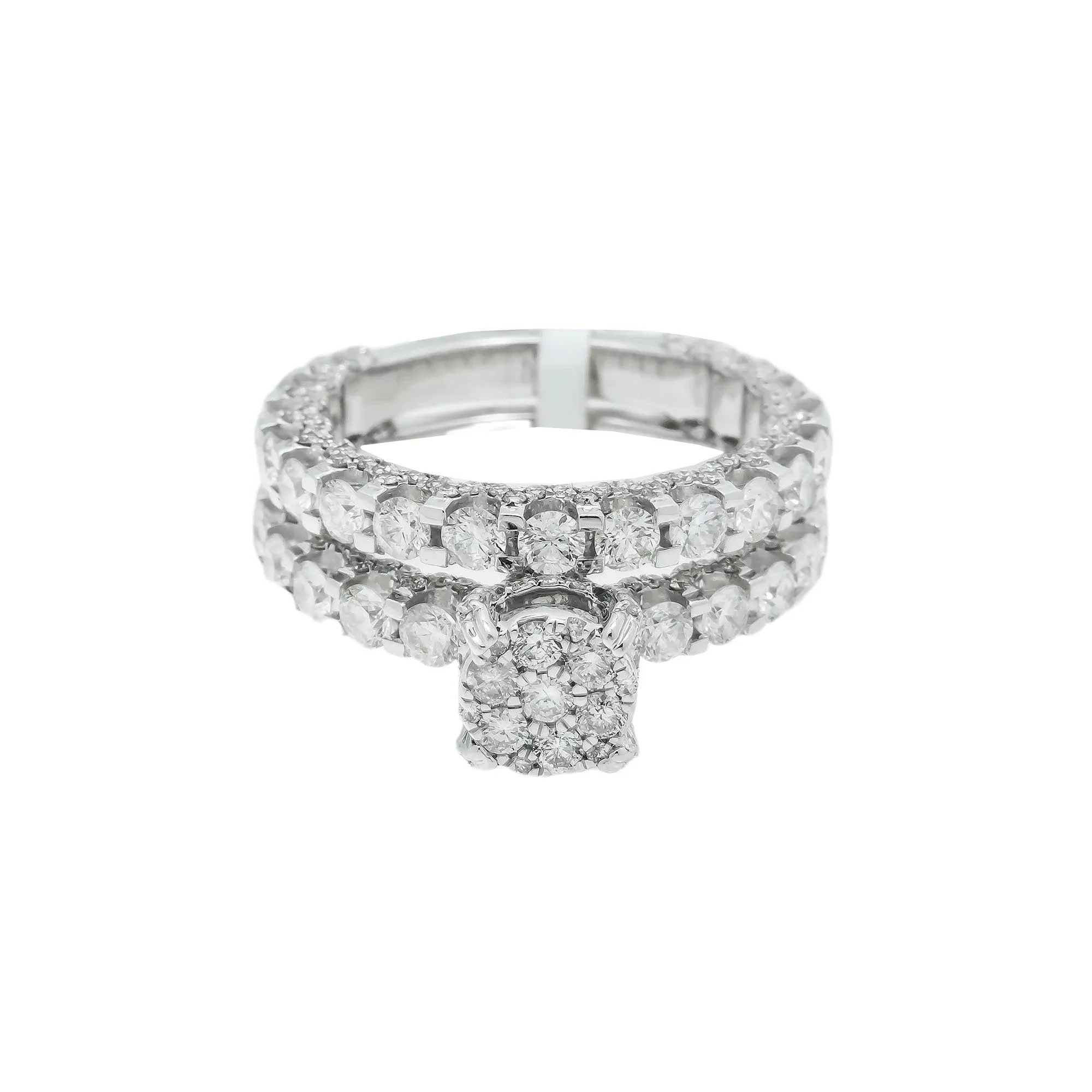 14K GOLD ROUND DIAMOND BRIDAL SET 3.71 CTW - Image 2