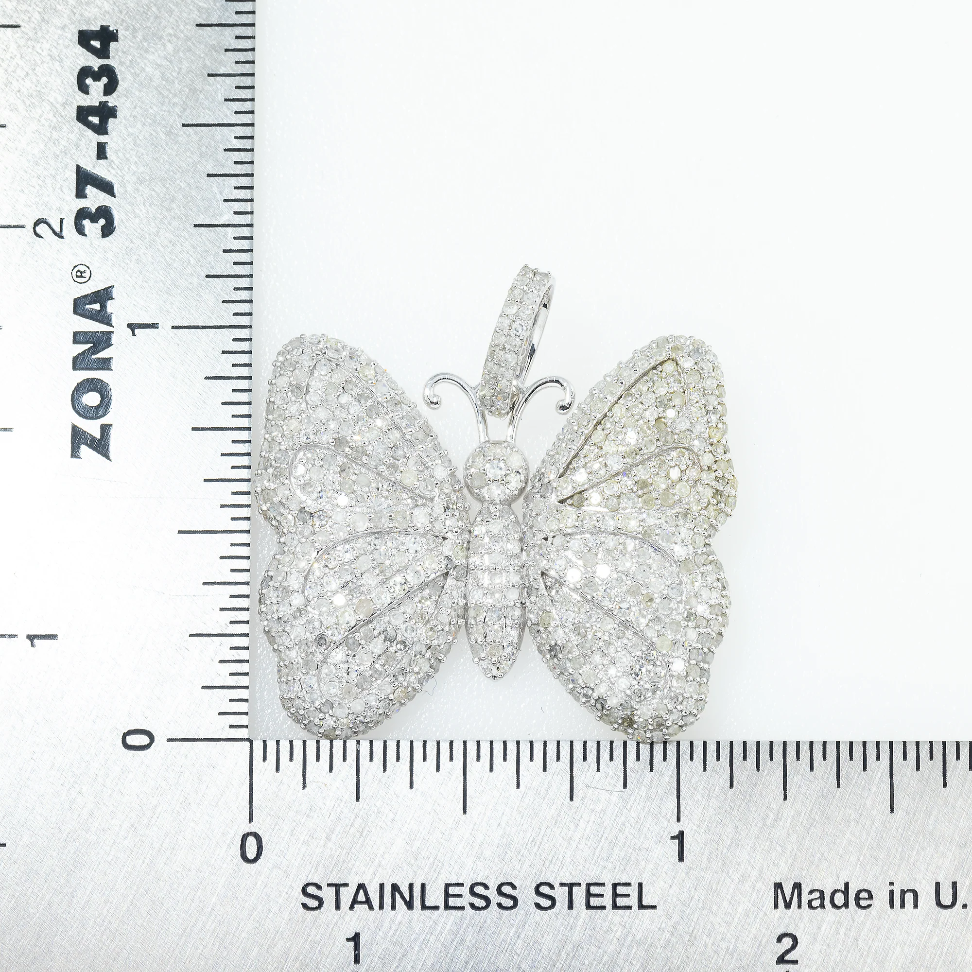 14K GOLD ROUND DIAMOND BUTTERFLY PENDANT 2.93 CT - Image 3