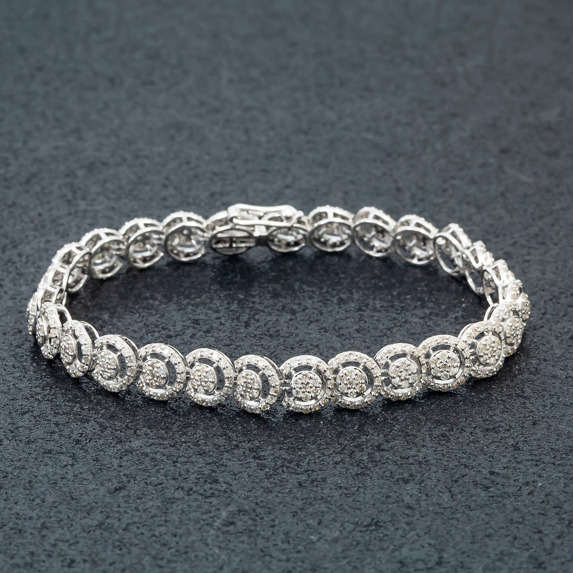 14K GOLD ROUND DIAMOND CIRCLE SHAPE BRACELET 4.03 CT - Image 4