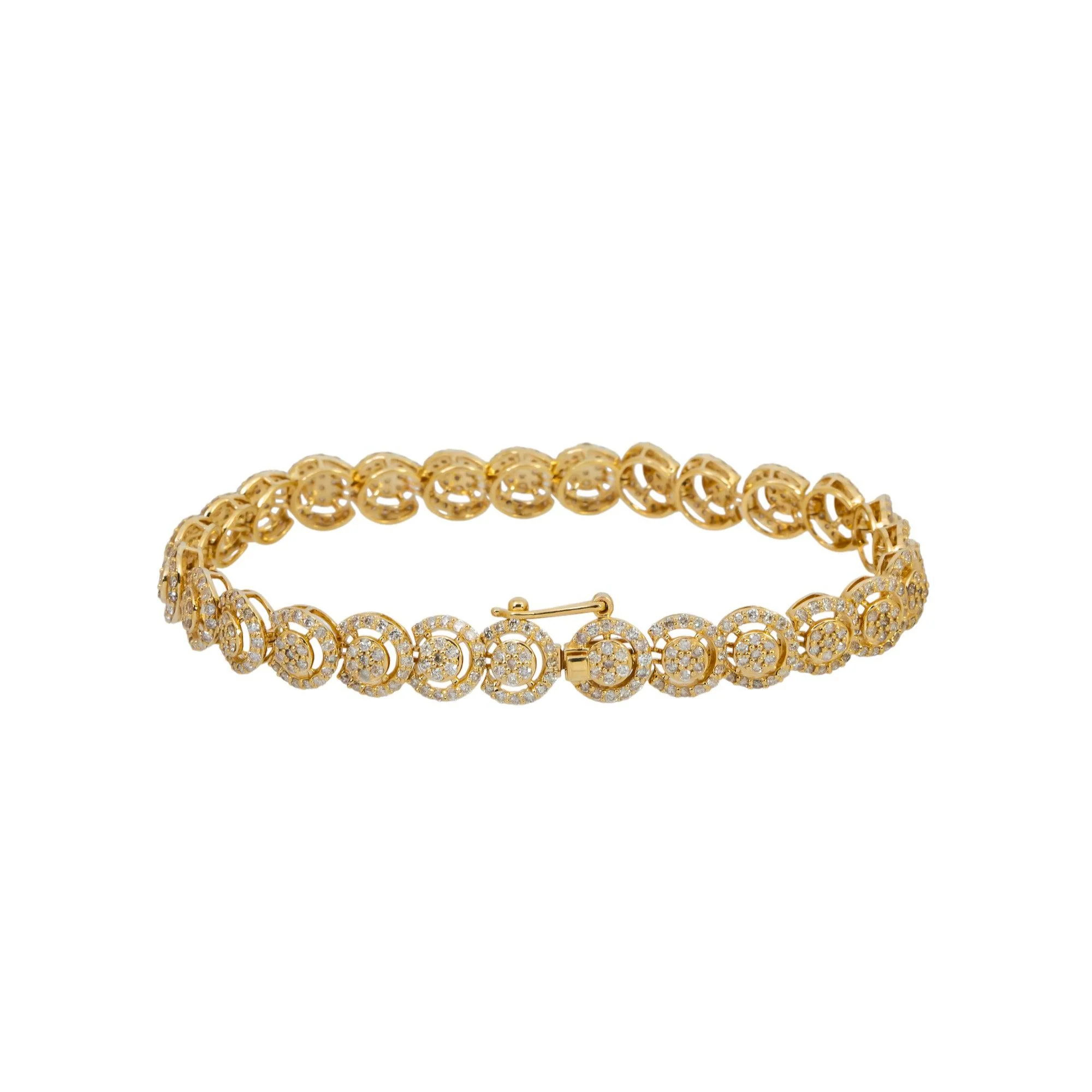 14K GOLD ROUND DIAMOND CIRCLE SHAPE BRACELET 4.03 CT - Image 7