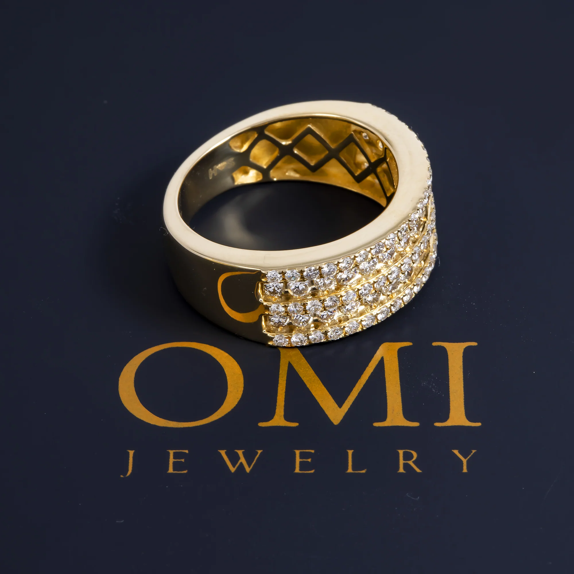 14K GOLD ROUND DIAMOND CLUSTER BAND STATEMENT RING 2.00 CT - Image 3